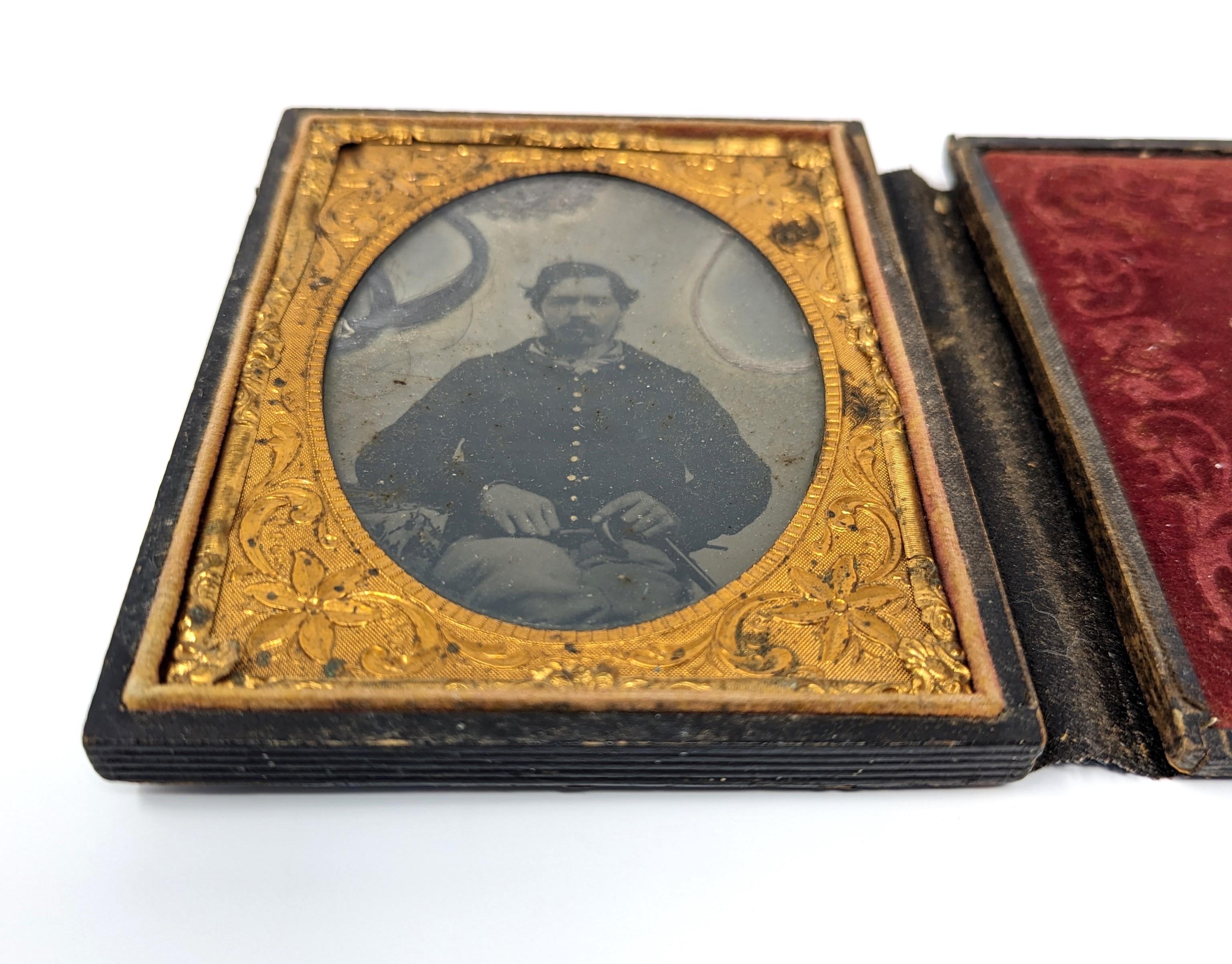 Américain Photo ancienne de la guerre civile avec cheveux des années 1800 Soldier militaire en vente