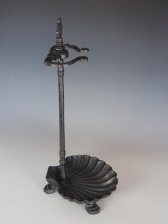 Antique Clamshell Cast Iron Fireside Tool Stand