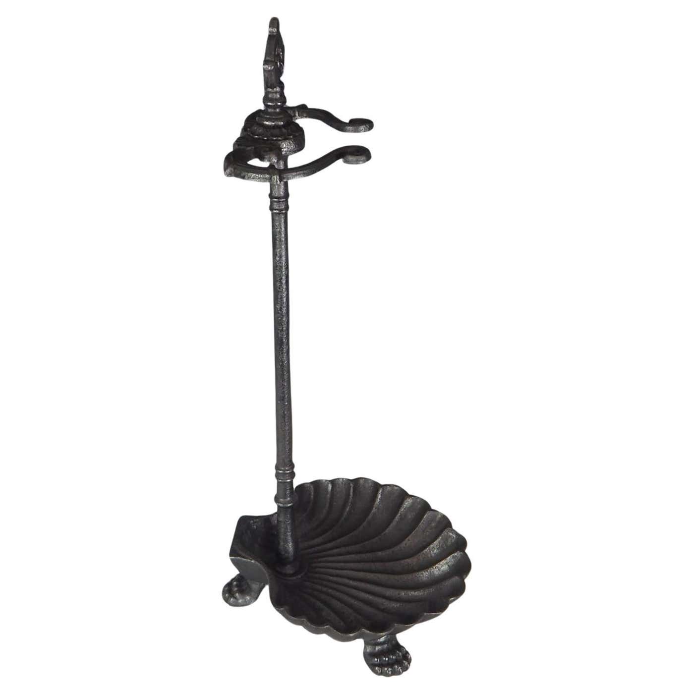 Antique Clamshell Cast Iron Fireside Tool Stand at 1stDibs