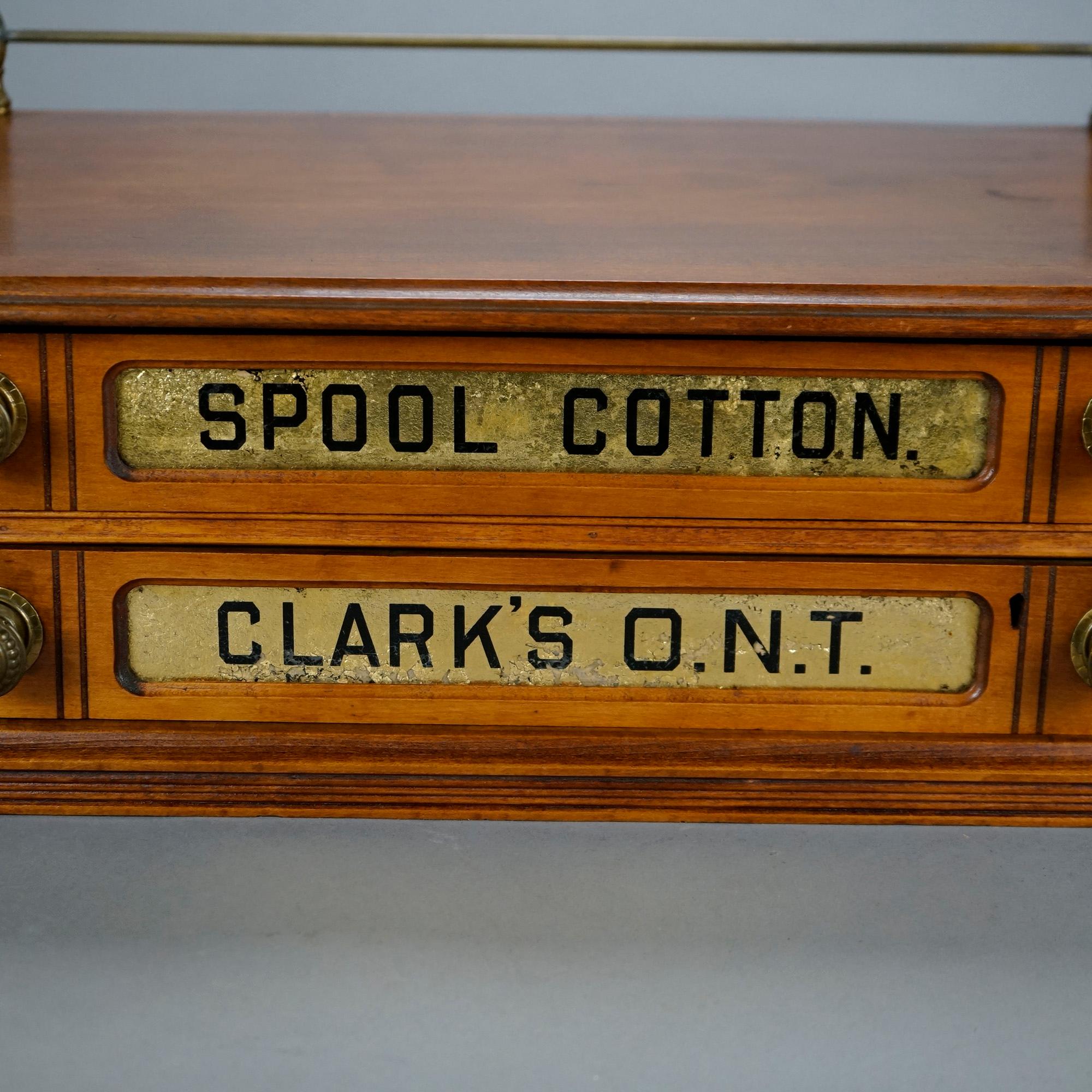 American Antique Clark's Country Store Advertising Two Drawer Spool Thread Cabinet c1890