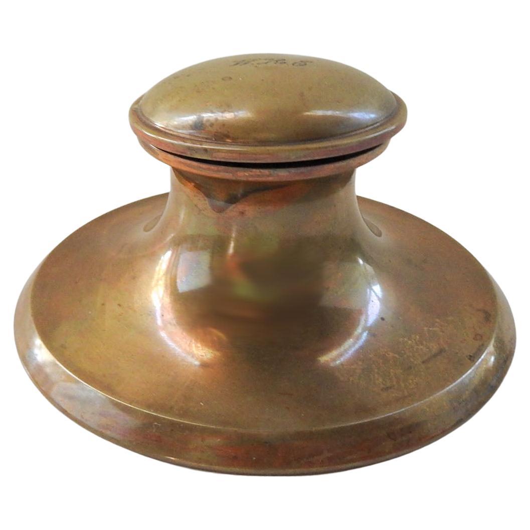 Antique Classic Brass Ink Well For Sale