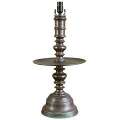Fabuleuse lampe de table de style hollandais en bronze classique et antique avec charmant plateau