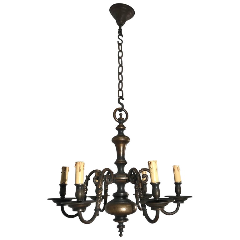 Antique Classic Design Heavy Bronze SixArm Candle or Electric