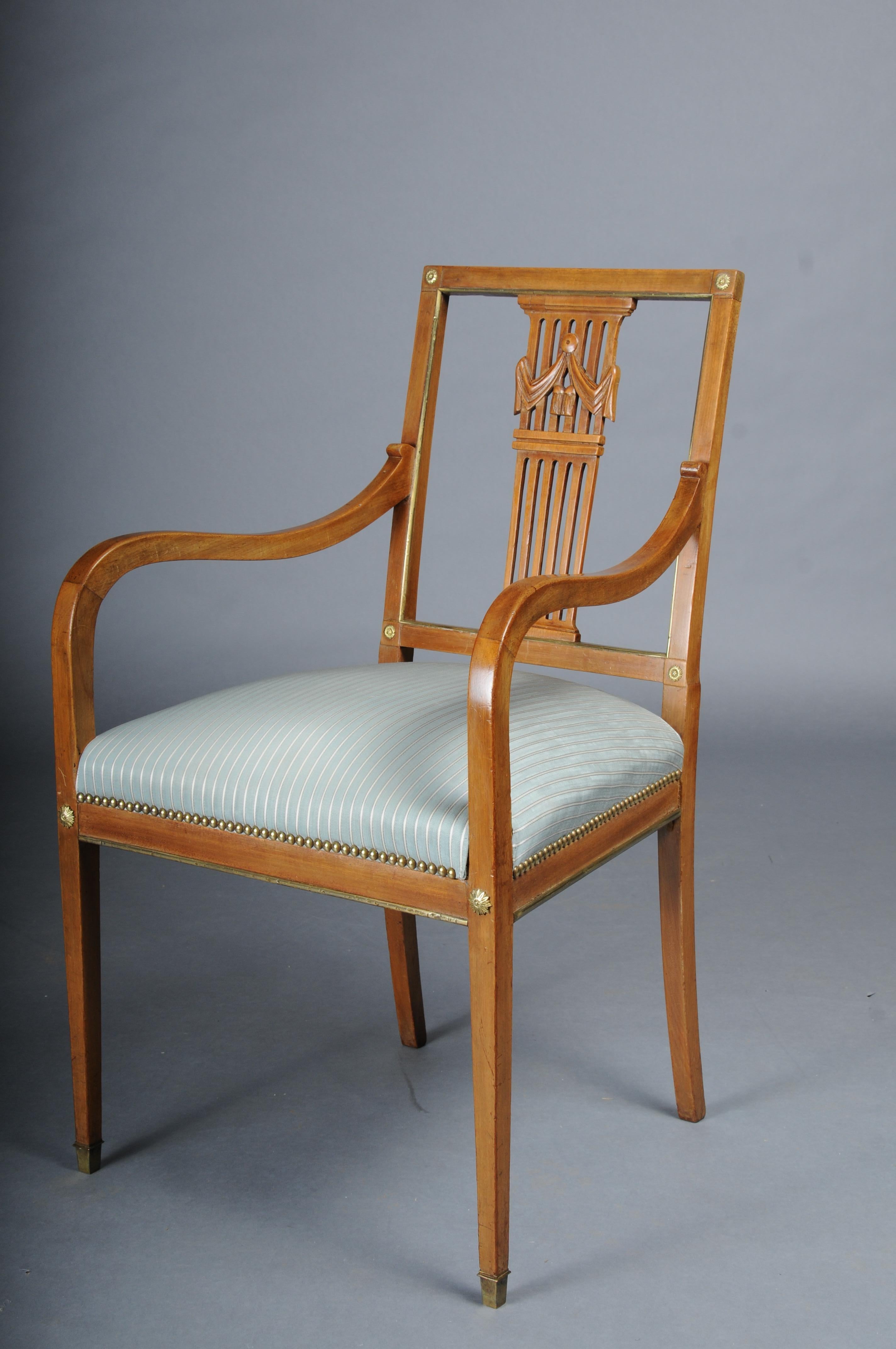 Antique classic Empire armchair mahogany with brass, Paris. For Sale 3