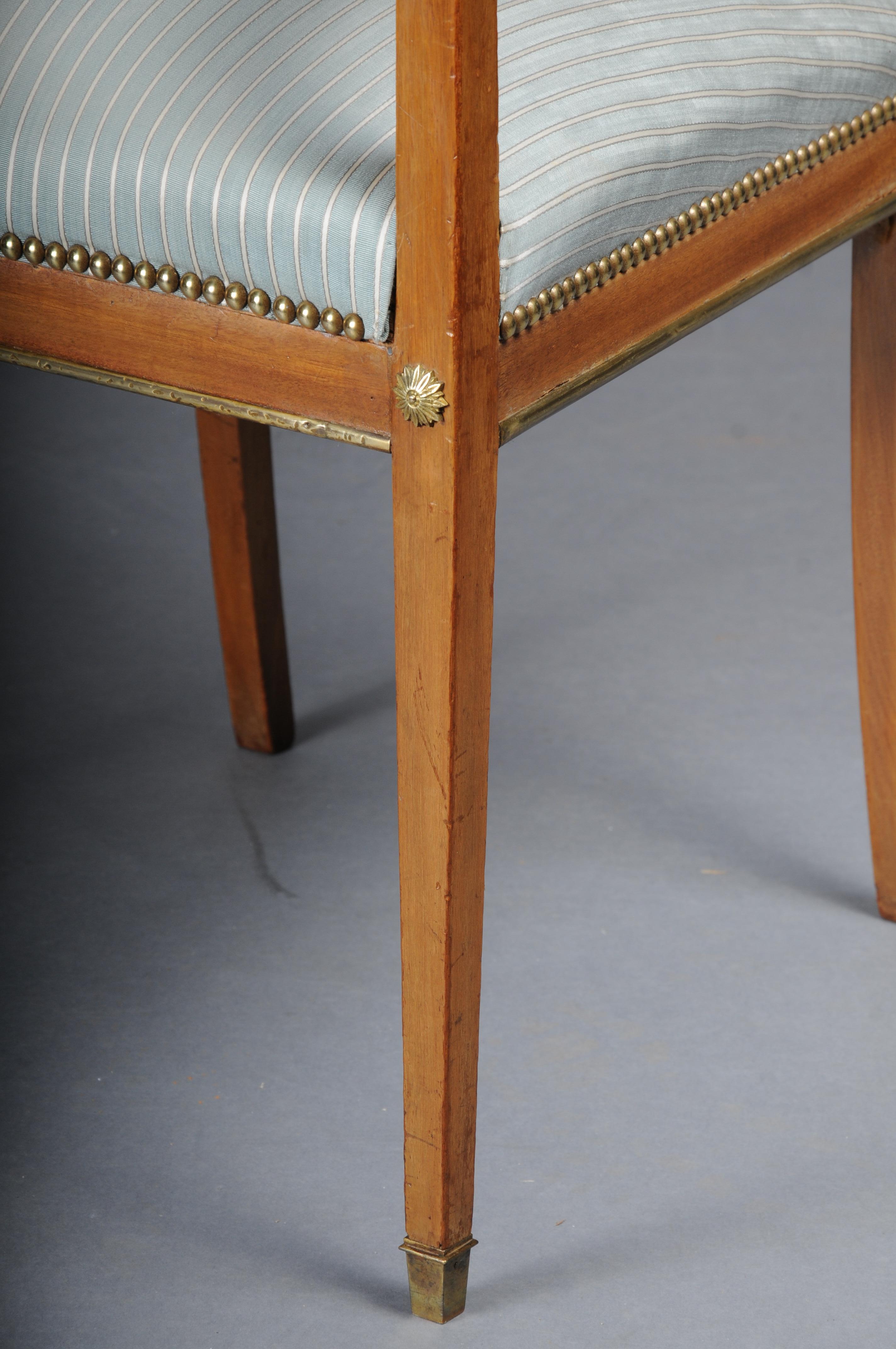 Antique classic Empire armchair mahogany with brass, Paris. For Sale 4