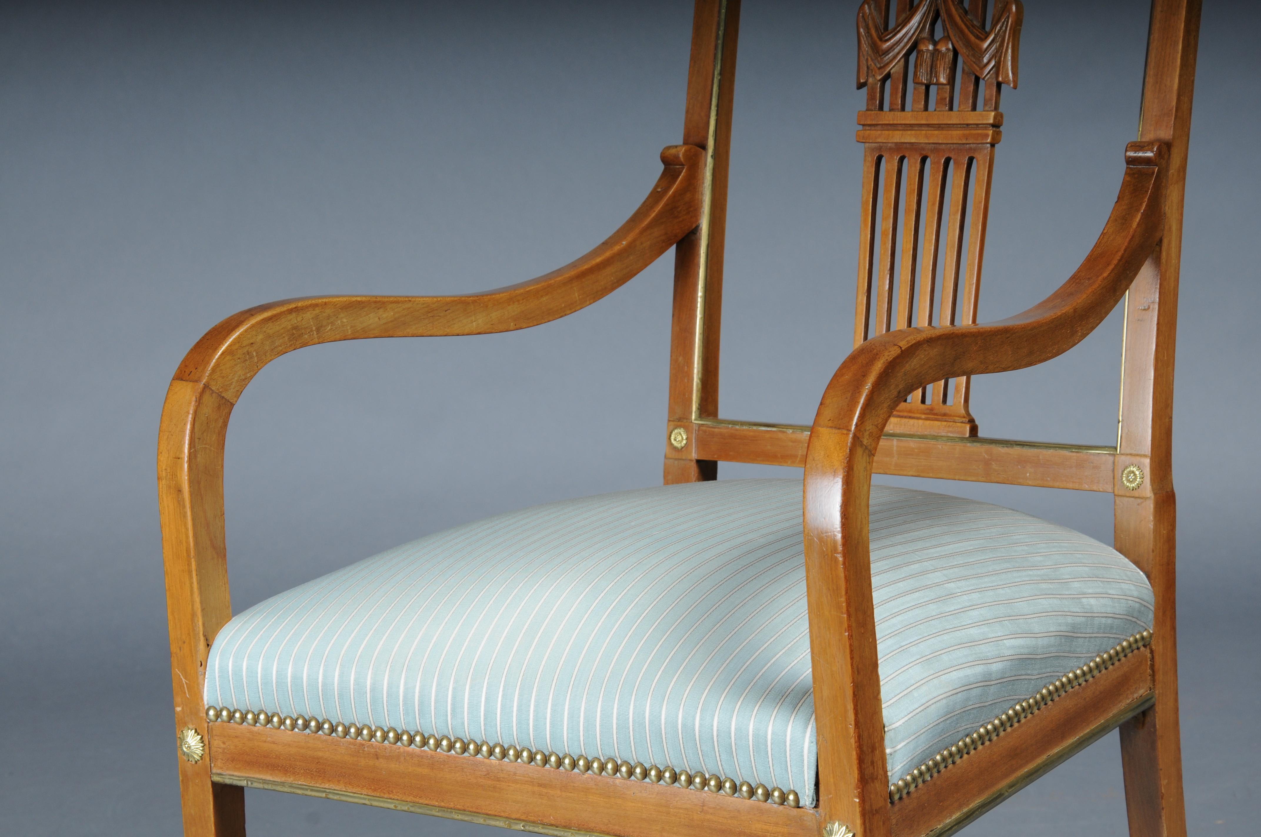 Antique classic Empire armchair mahogany with brass, Paris. For Sale 5