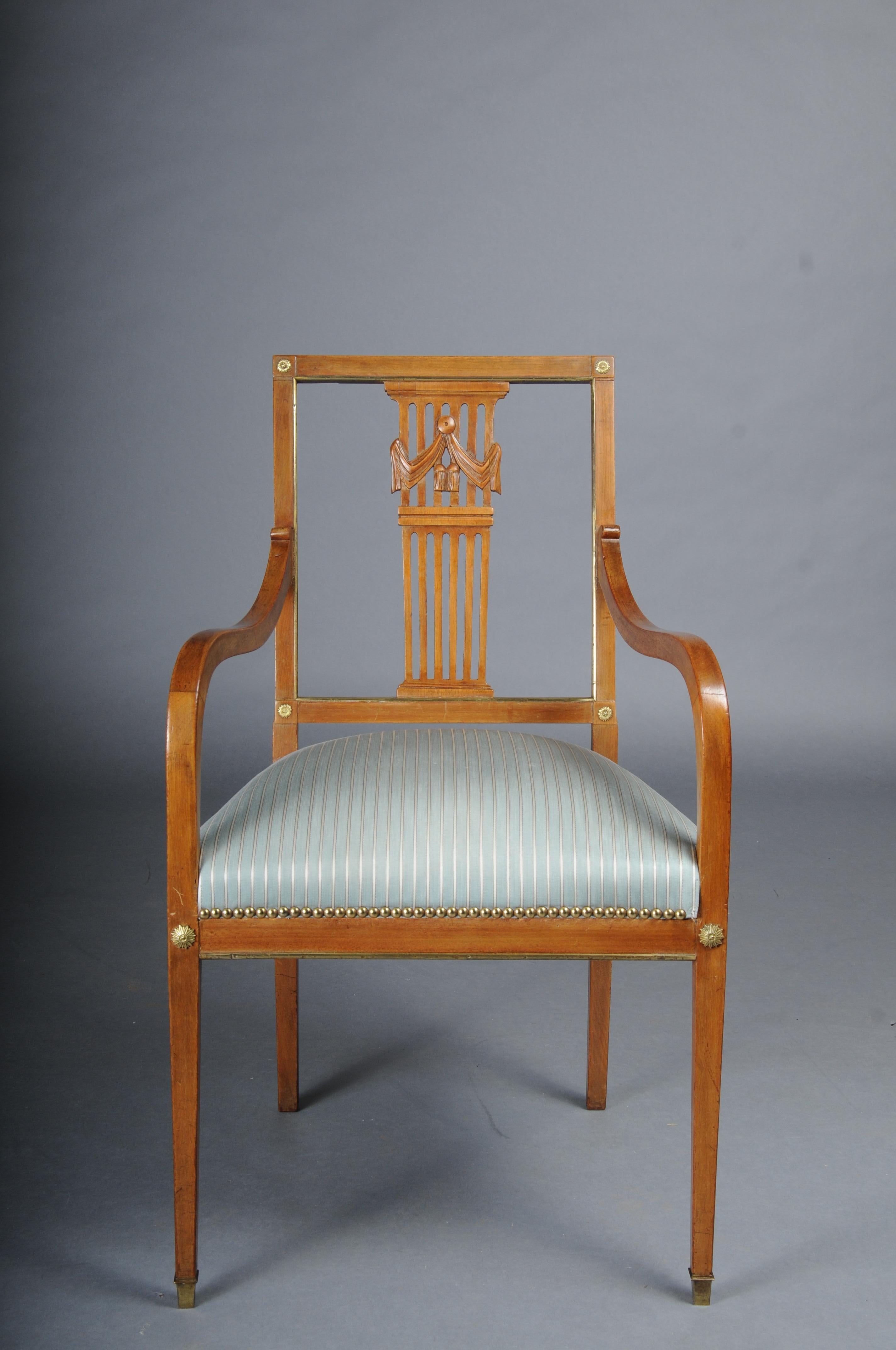 Antique classic Empire armchair mahogany with brass, Paris. For Sale 7