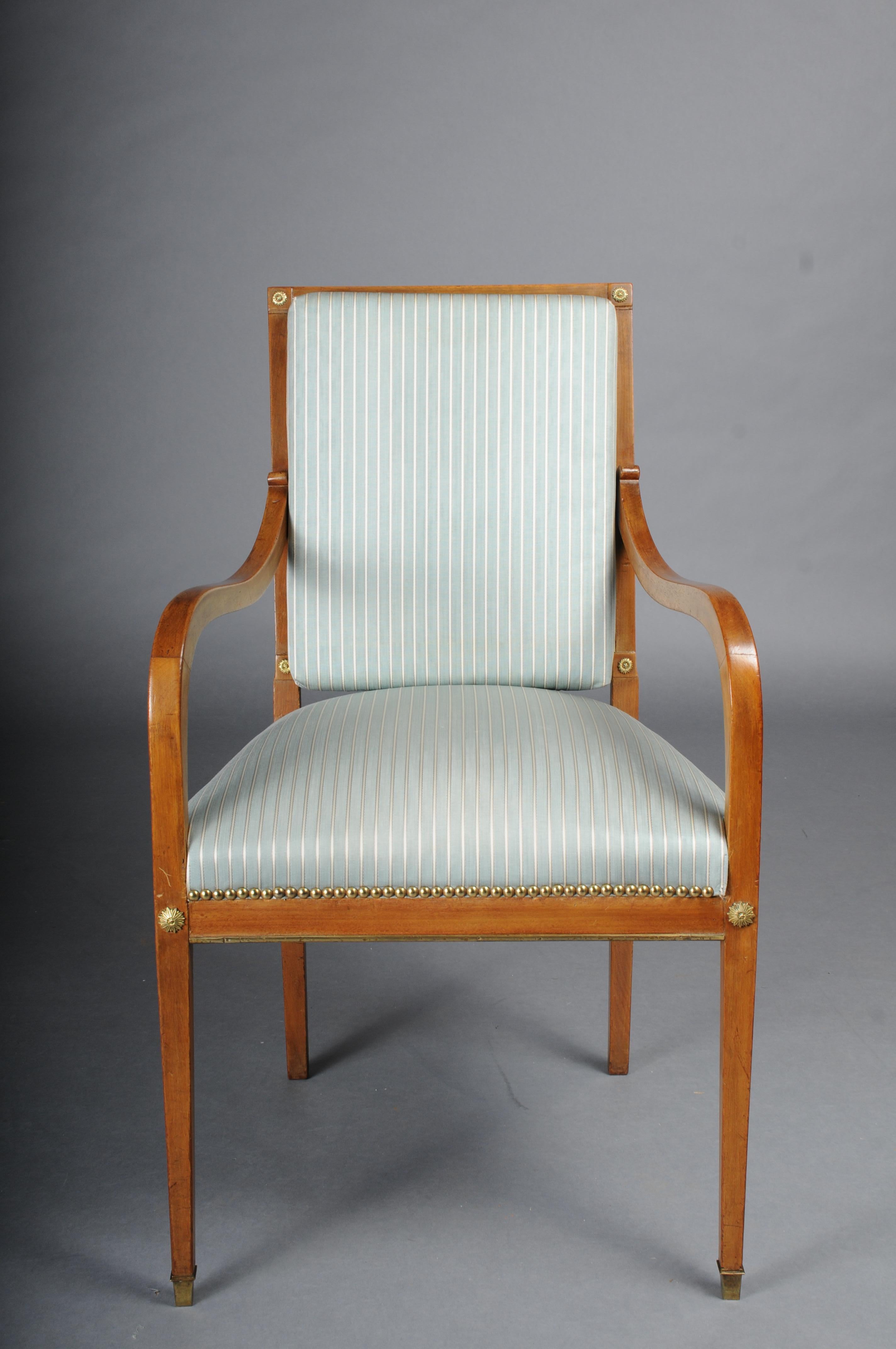 Antique classic Empire armchair mahogany with brass, Paris. For Sale 9