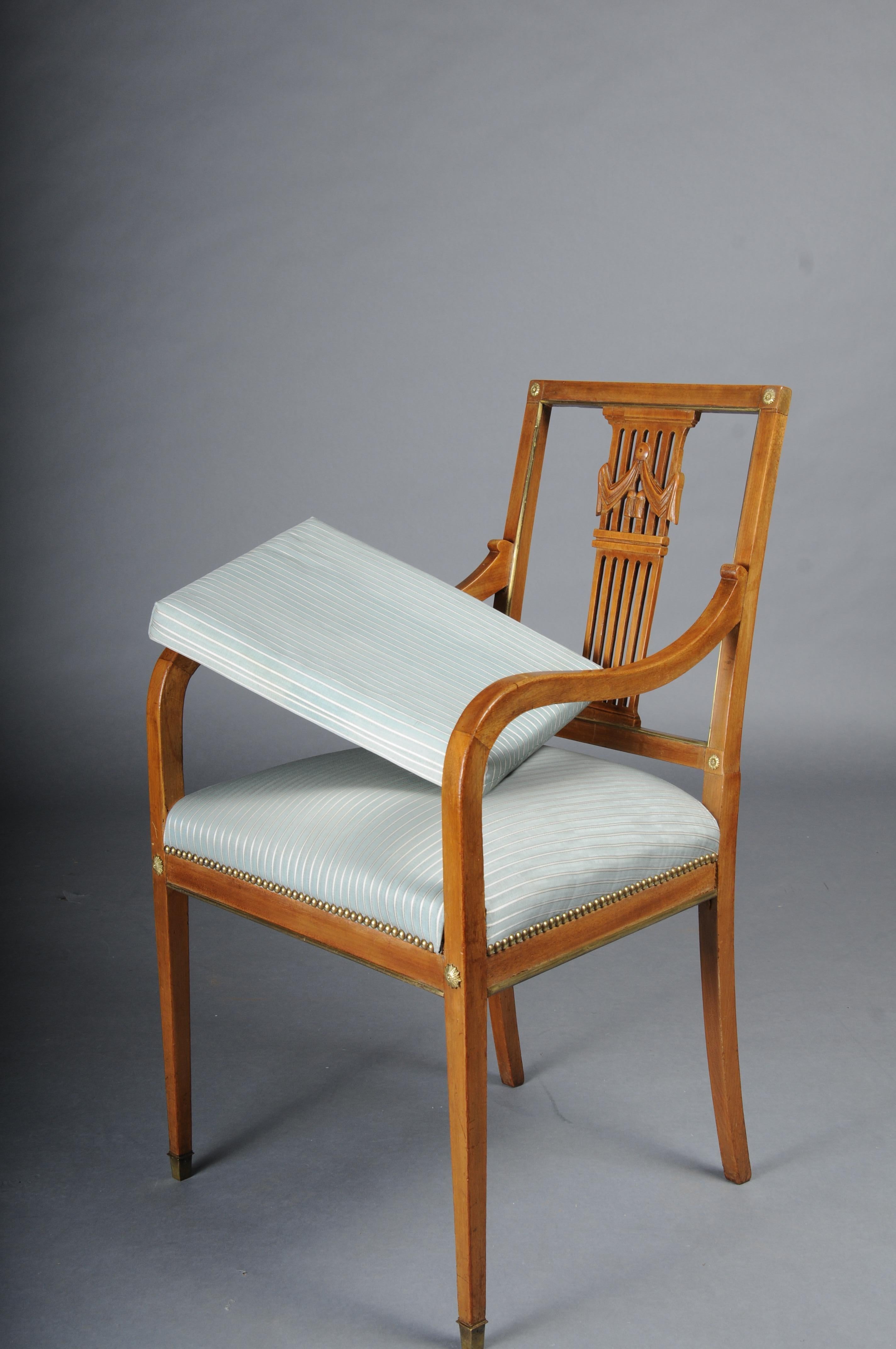 Antique classic Empire armchair mahogany with brass, Paris. For Sale 10