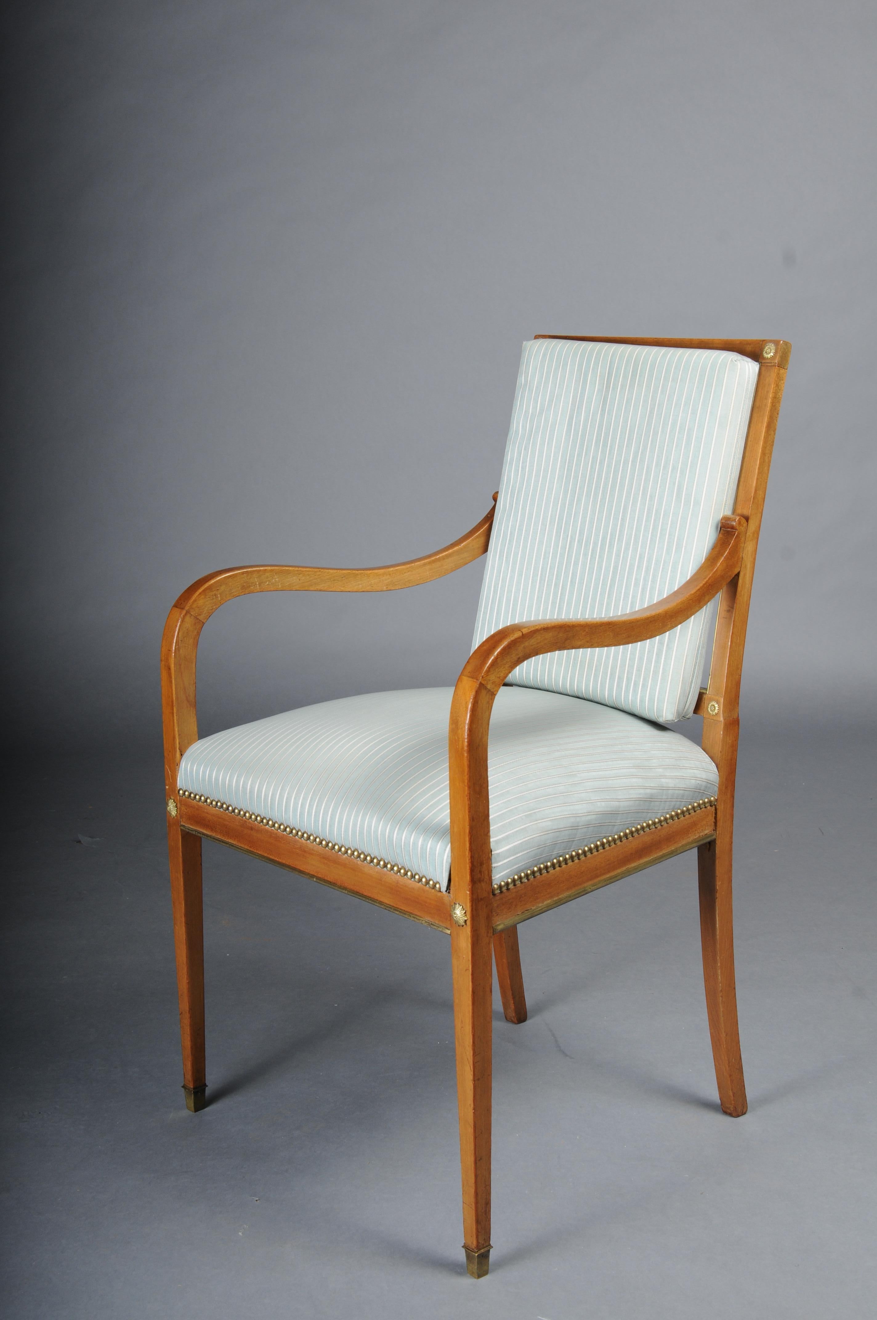 Antique classic Empire armchair mahogany with brass, Paris. For Sale 11
