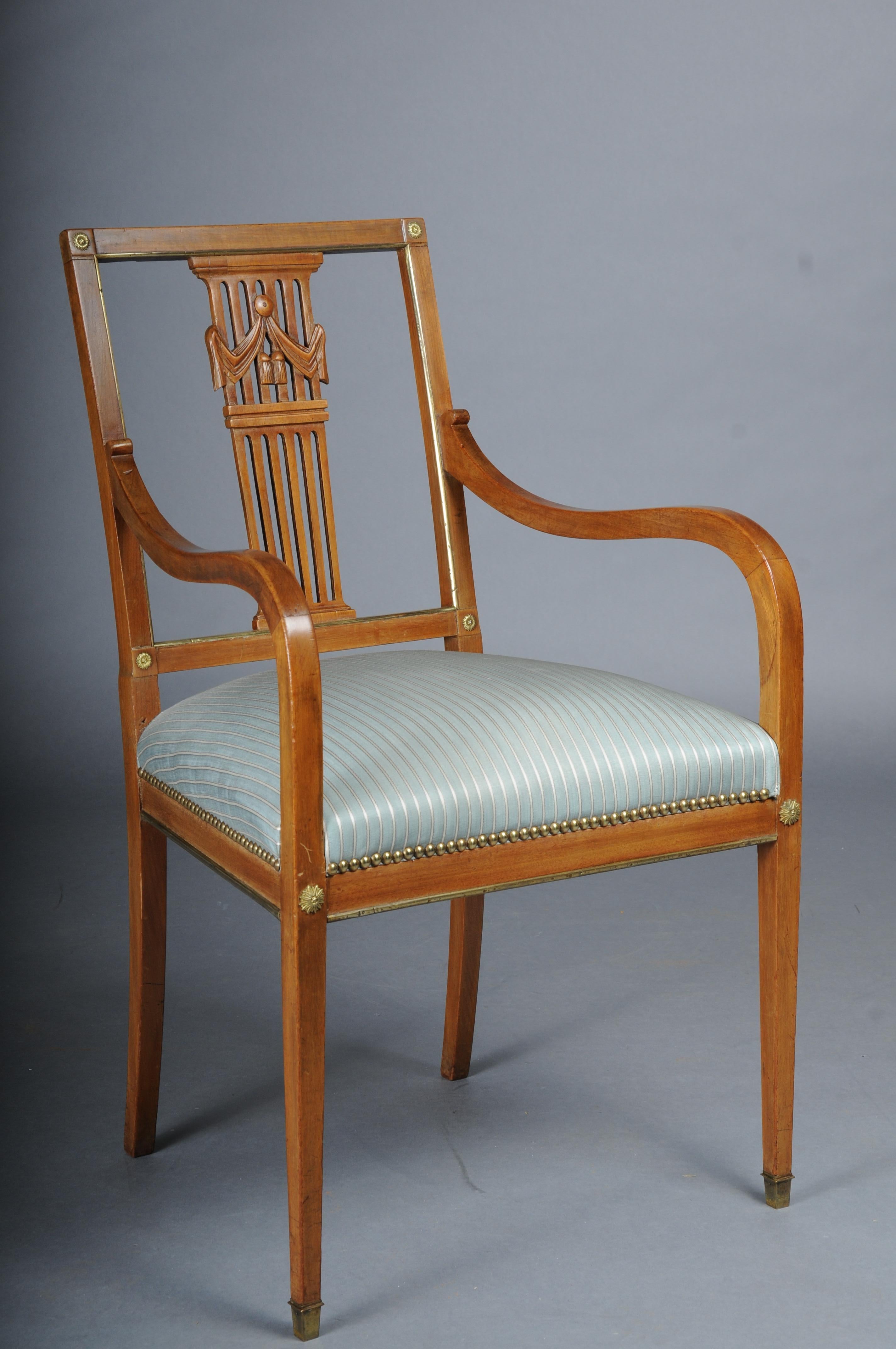 Empire Revival Antique classic Empire armchair mahogany with brass, Paris. For Sale