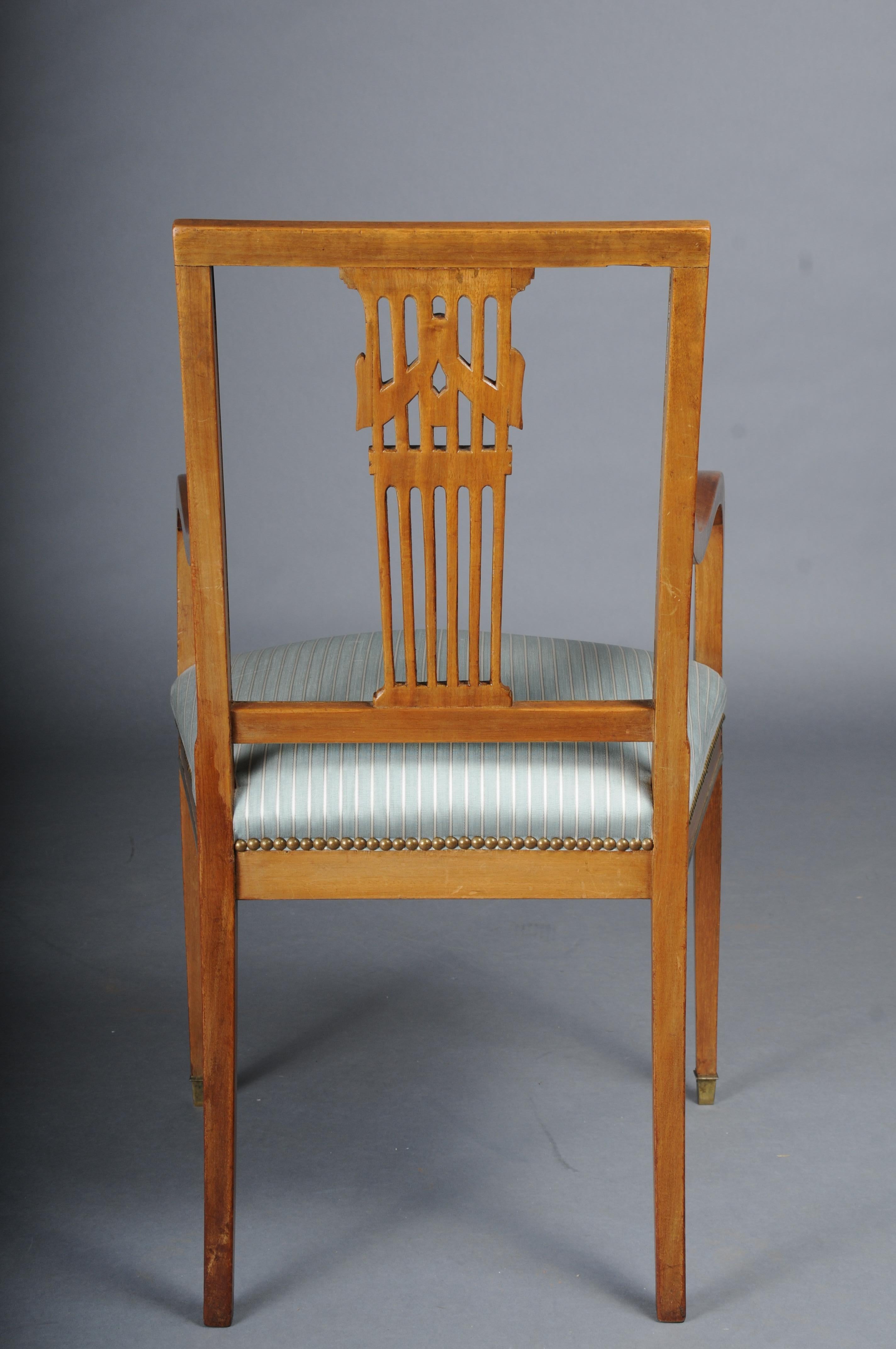 Brass Antique classic Empire armchair mahogany with brass, Paris. For Sale