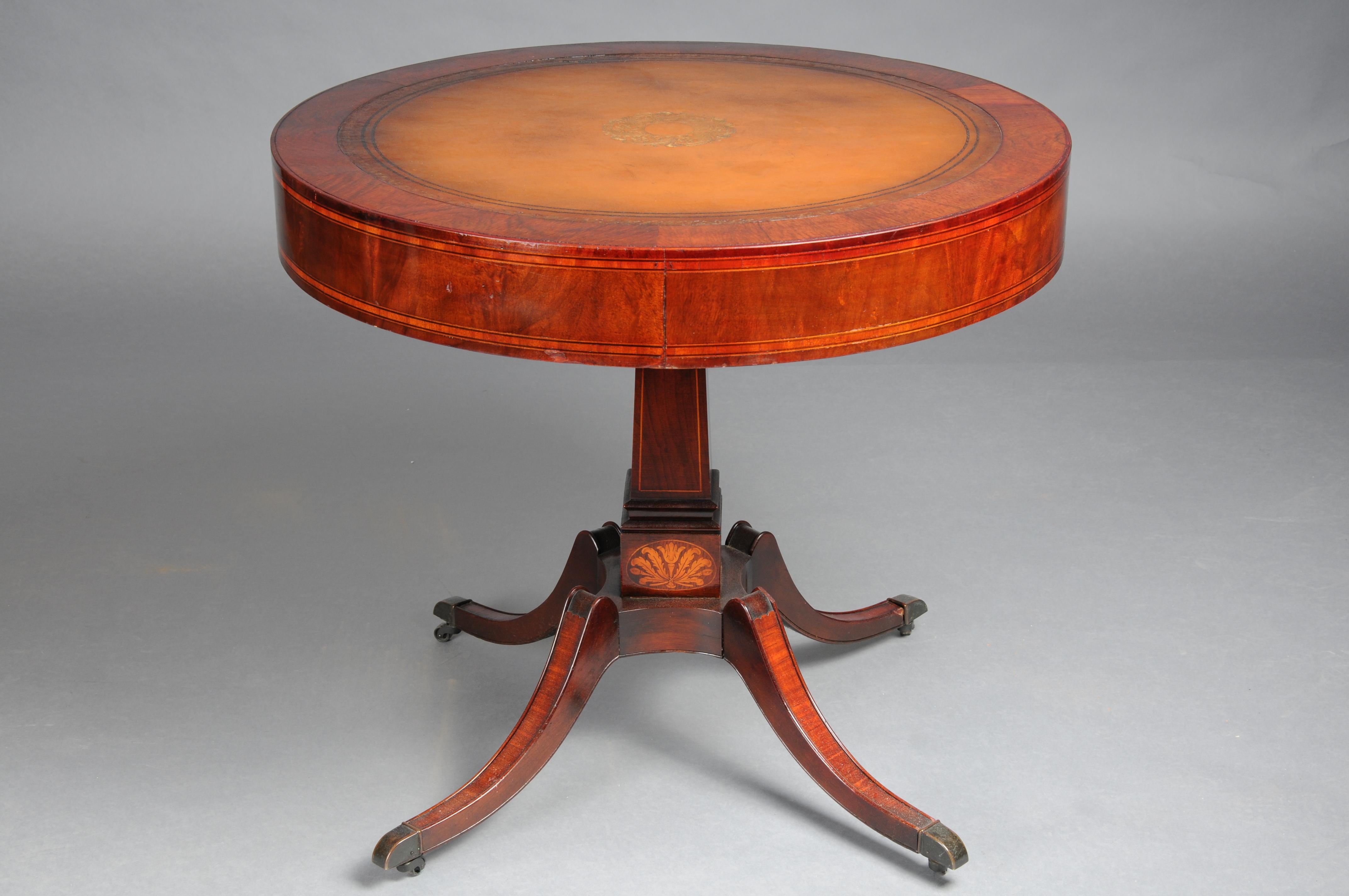 Antique classic English side table with leather top. 19th Century For Sale 8