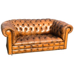 Retro Classic Leather Chesterfield Love Seat