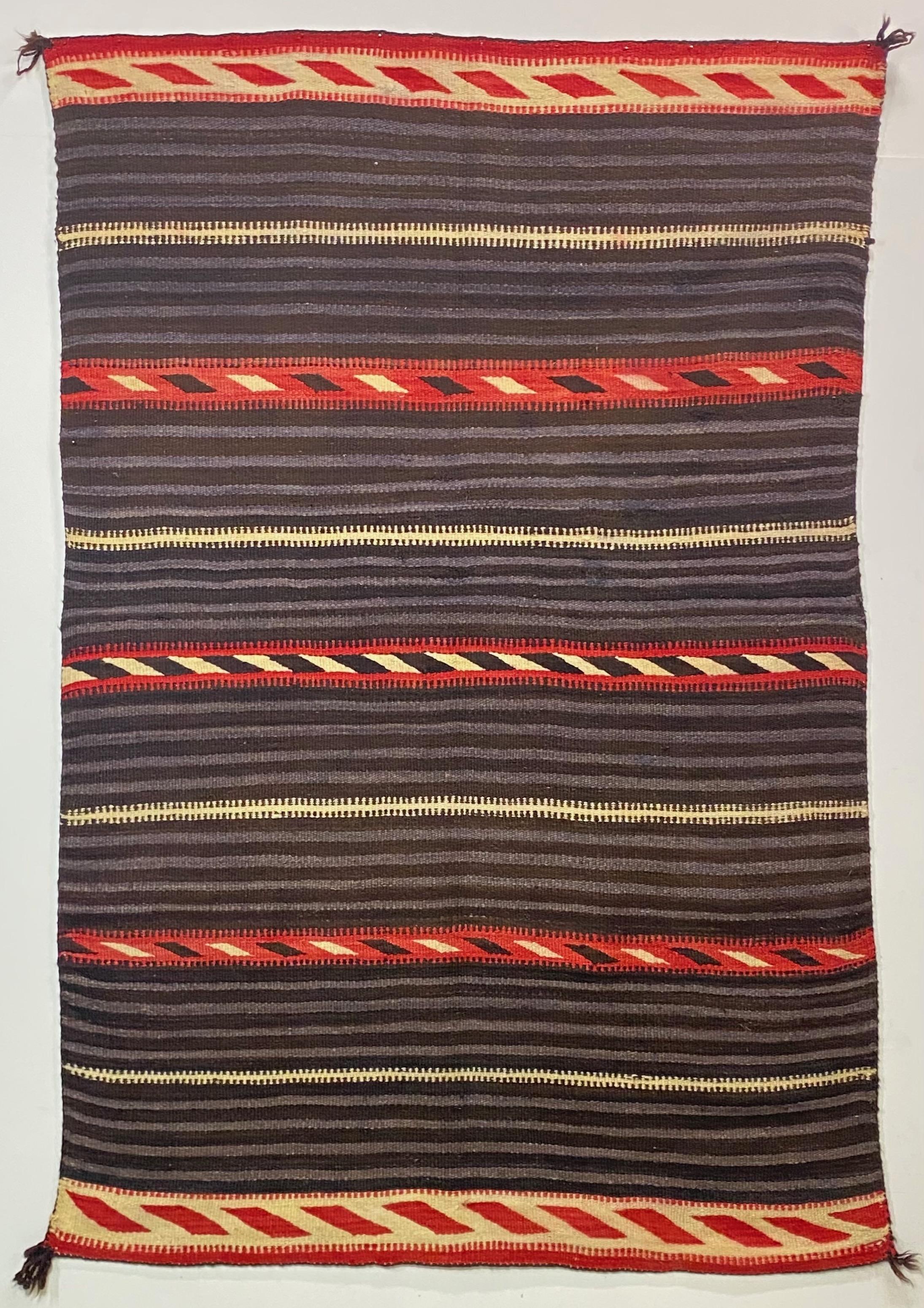Antique Classic Moki Style Navajo Wearing Blanket, Late 19th Century For Sale 3