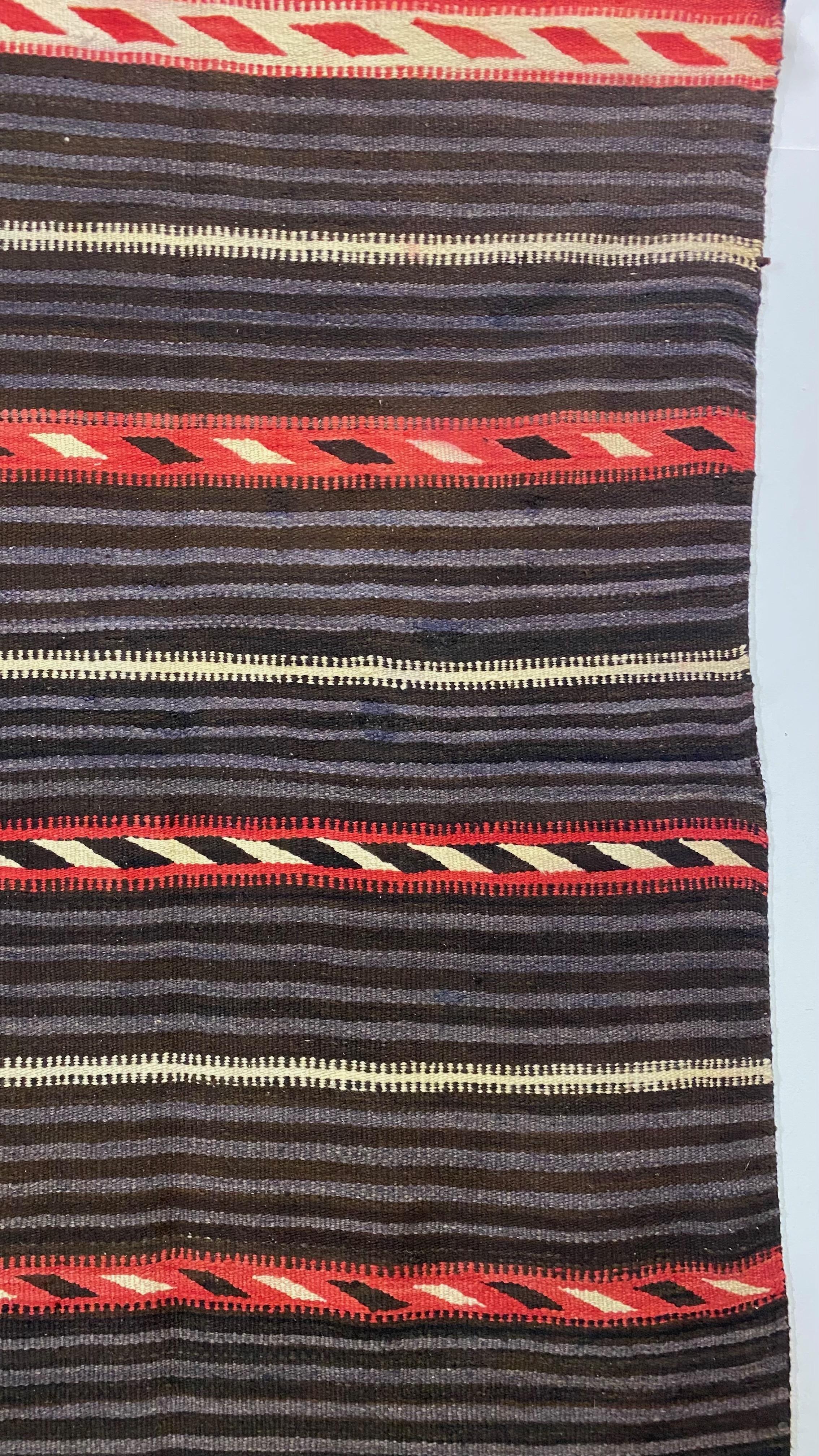 American Antique Classic Moki Style Navajo Wearing Blanket, Late 19th Century For Sale