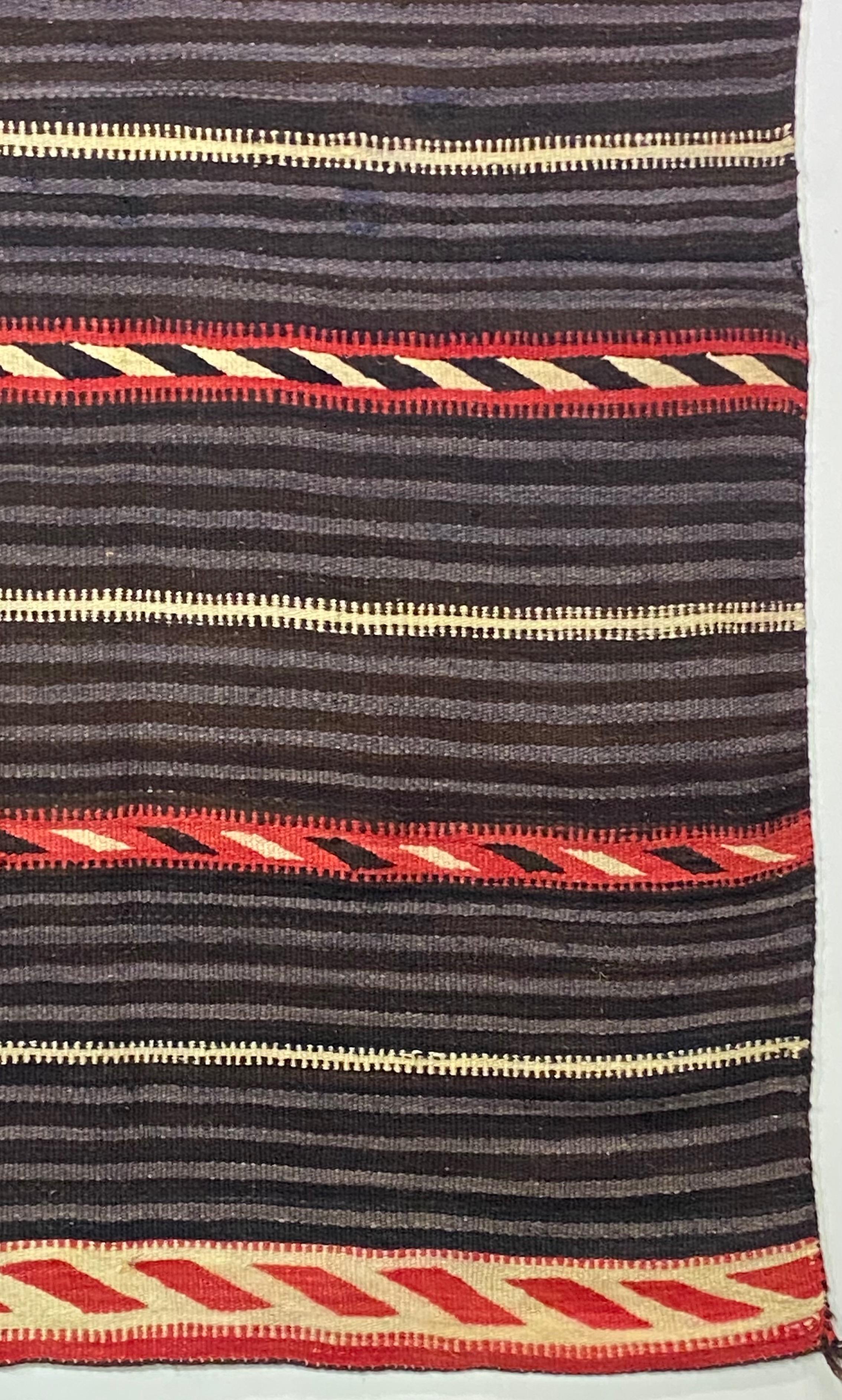 Hand-Woven Antique Classic Moki Style Navajo Wearing Blanket, Late 19th Century For Sale