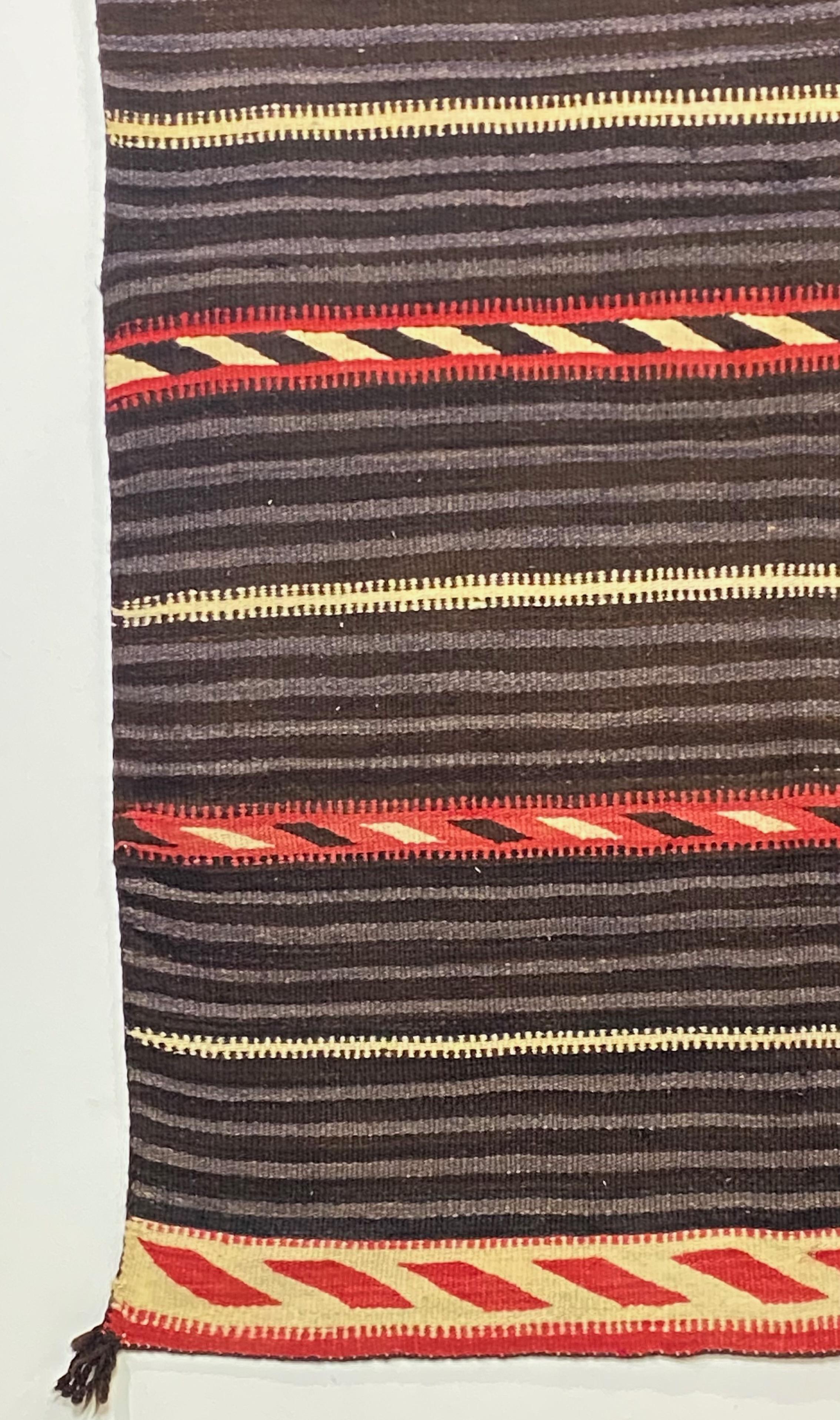 Wool Antique Classic Moki Style Navajo Wearing Blanket, Late 19th Century For Sale