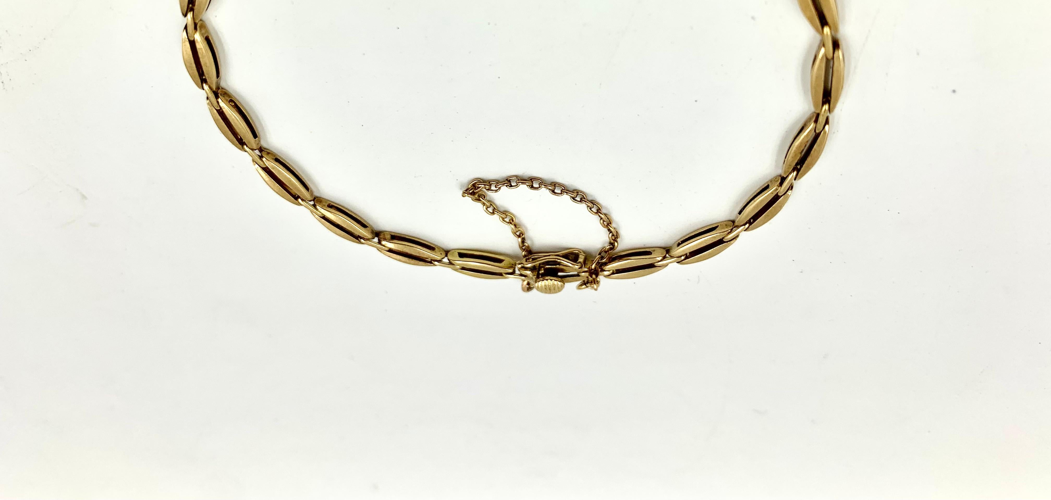 Russian Empire Antique Classic Russian Diamond 14K Yellow and White Gold Link Bracelet For Sale
