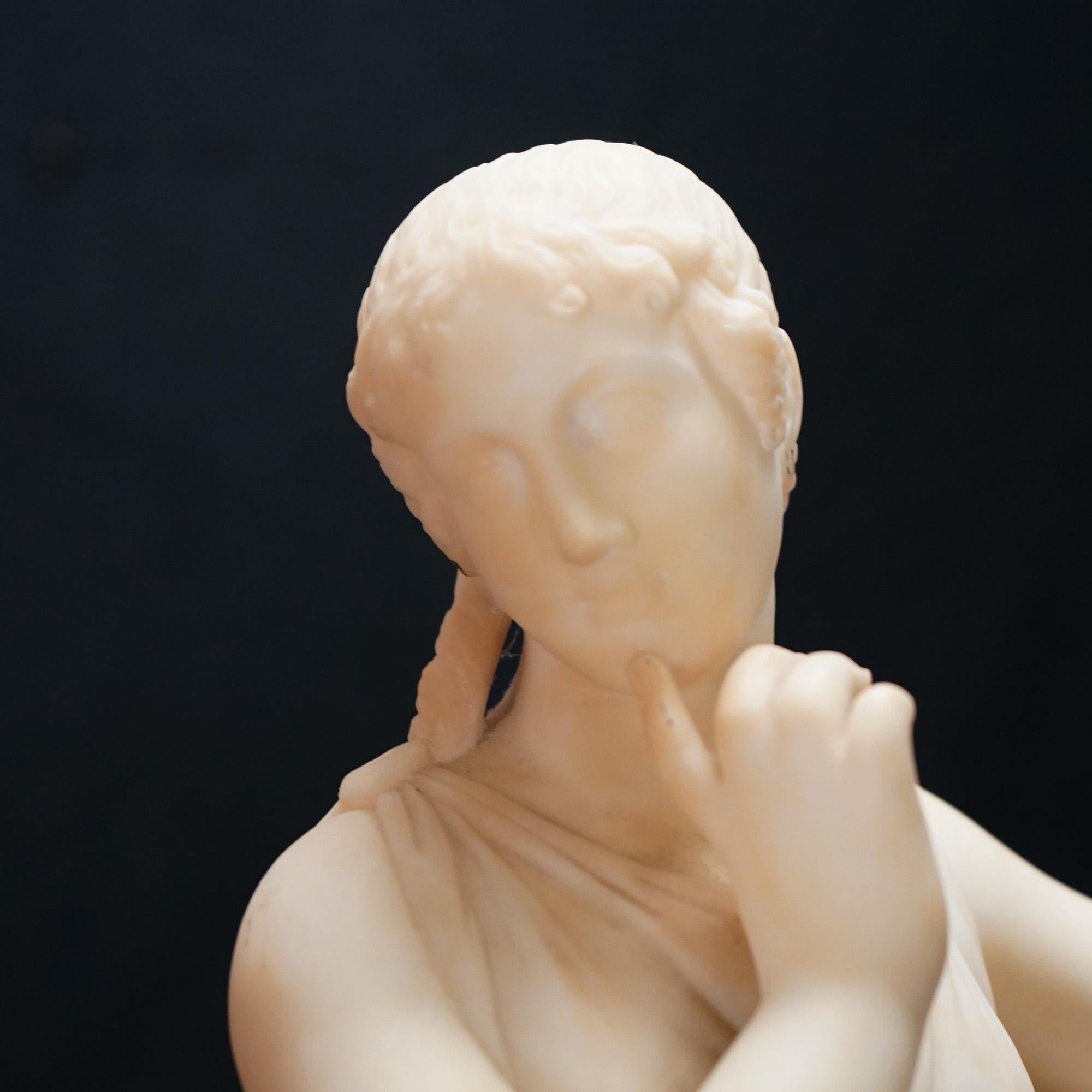  Antique Classical Alabaster Sculpture of a Woman by P. Bazzanti, Florence 19thC For Sale 4