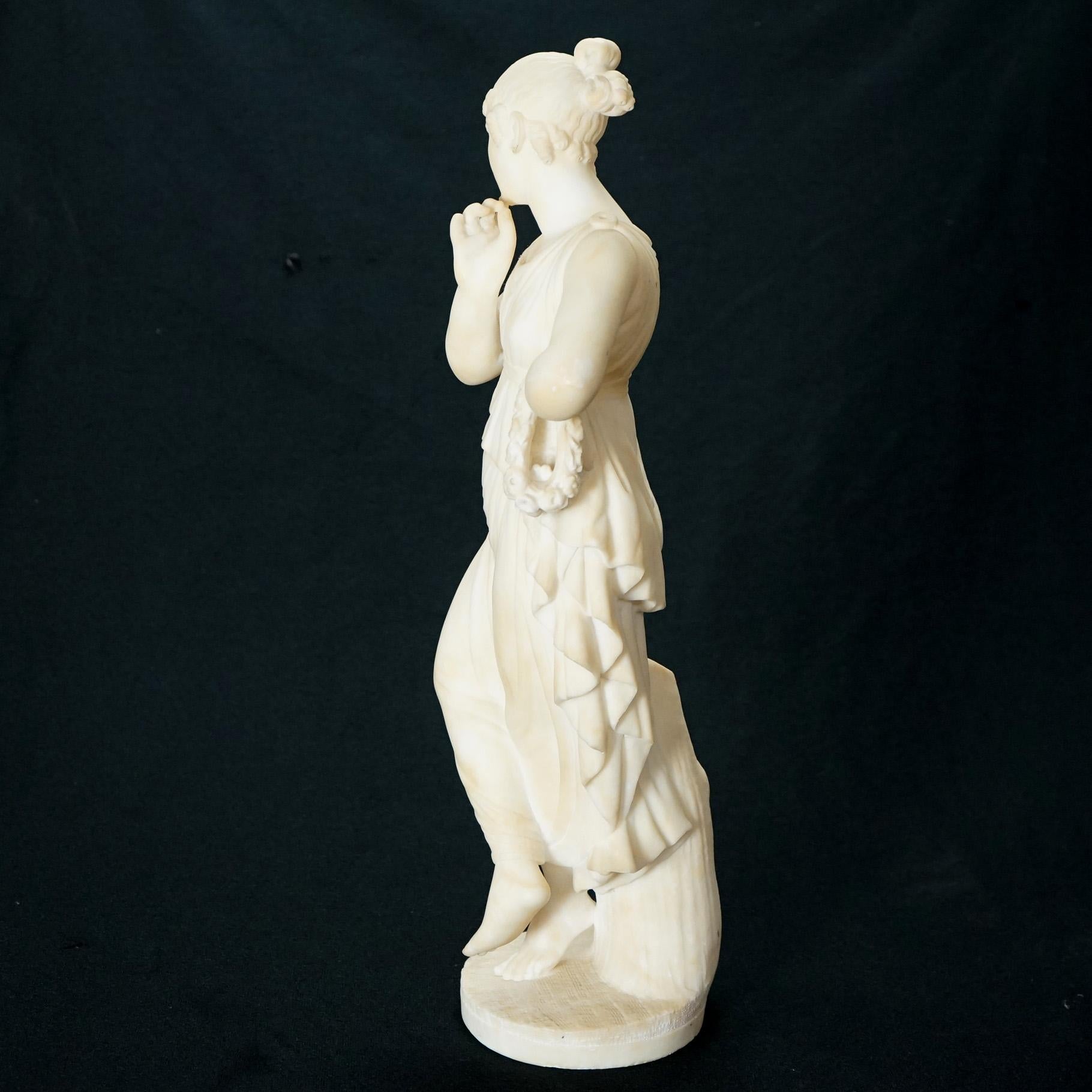  Antique Classical Alabaster Sculpture of a Woman by P. Bazzanti, Florence 19thC For Sale 6