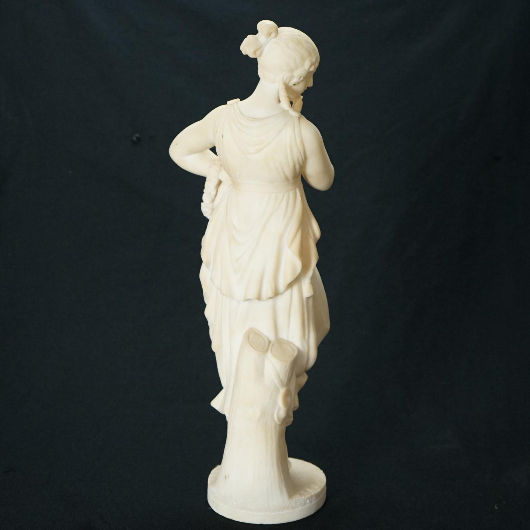  Antike klassische Alabaster-Skulptur einer Frau von P. Bazzanti, Florenz, 19. Jahrhundert im Angebot 8