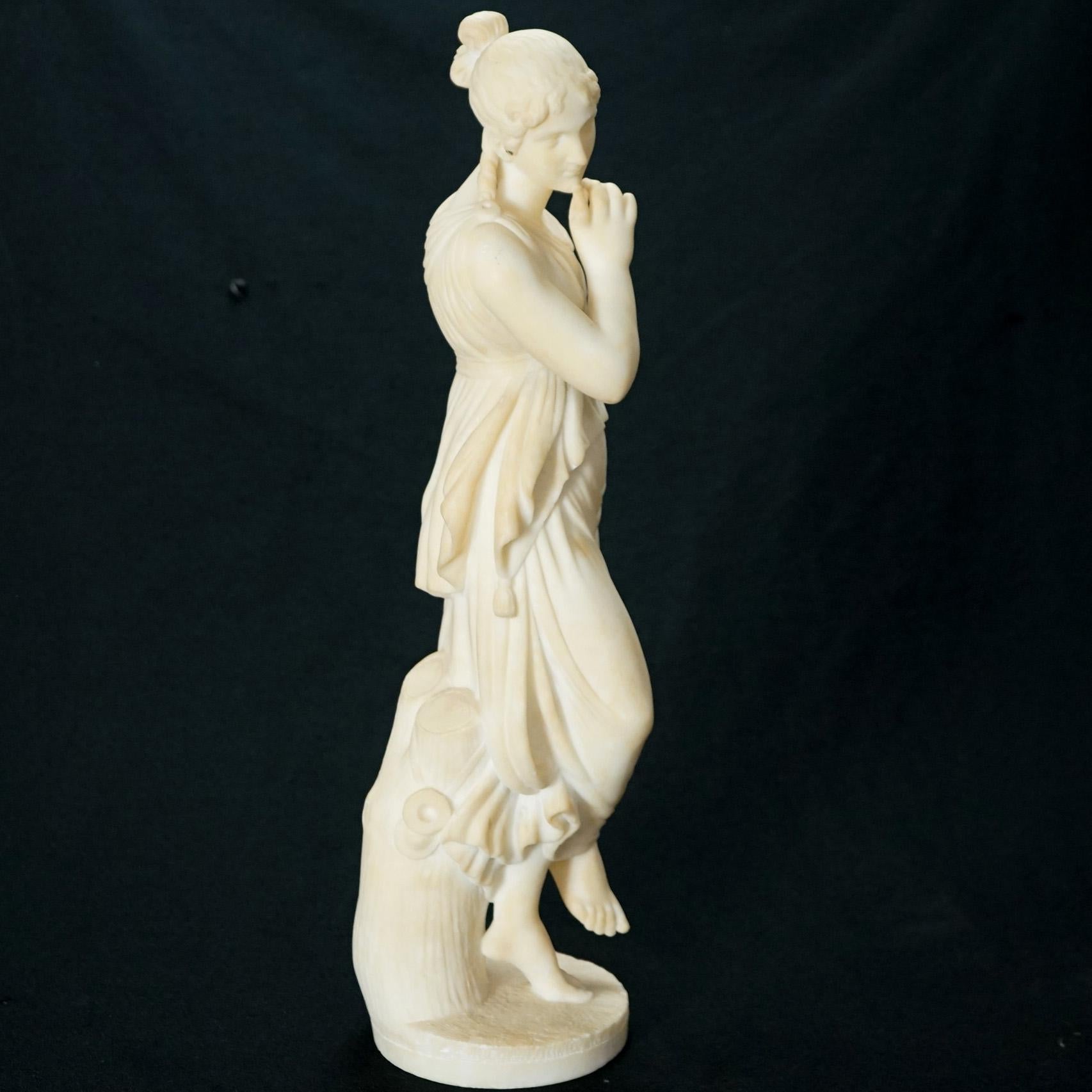  Antike klassische Alabaster-Skulptur einer Frau von P. Bazzanti, Florenz, 19. Jahrhundert im Angebot 9