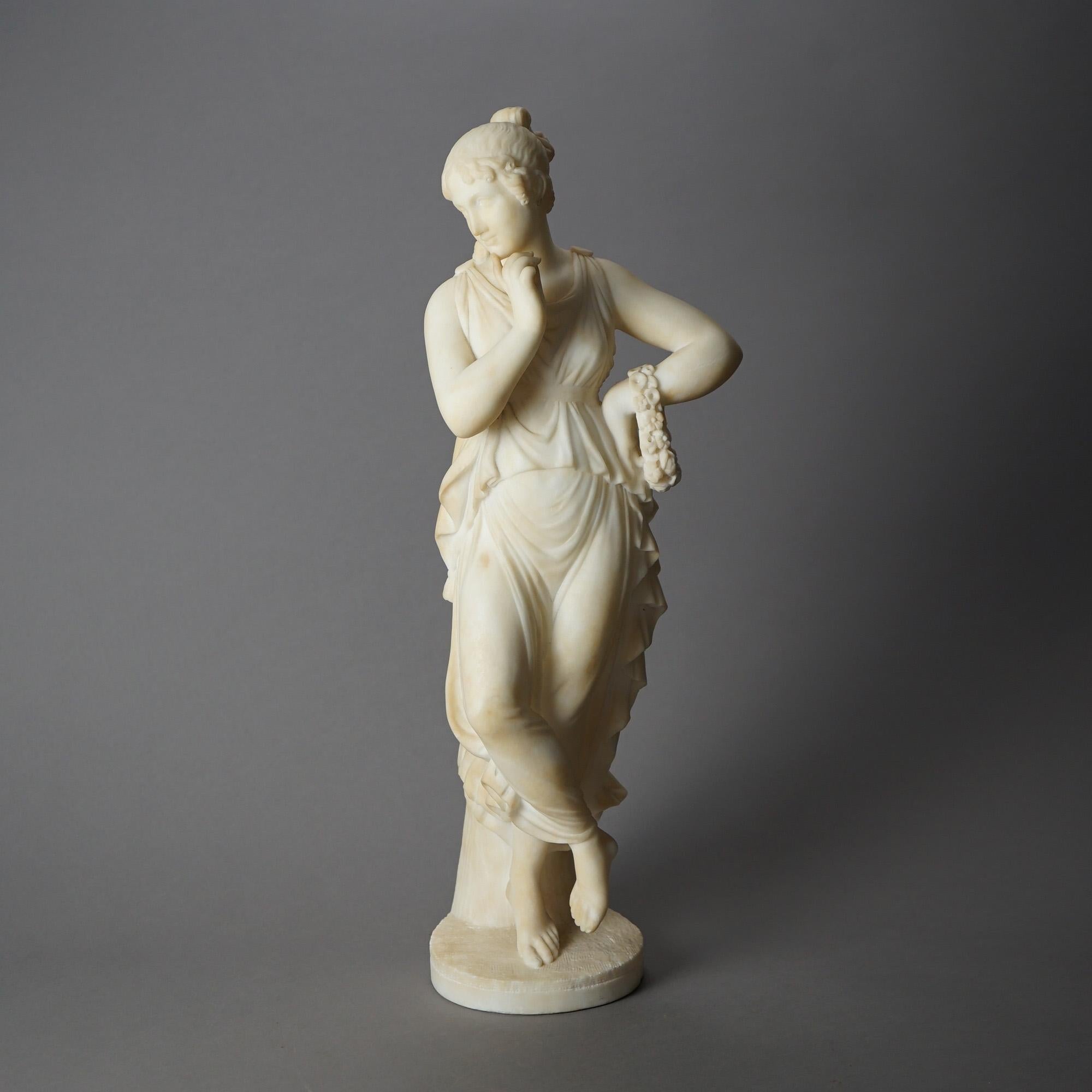  Sculpture classique ancienne en albâtre représentant une femme par P. Bazzanti, Florence, 19e siècle en vente 12