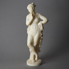 Classical Alabaster Sculpture of a Woman by P. Bazzanti, Florence 19thC