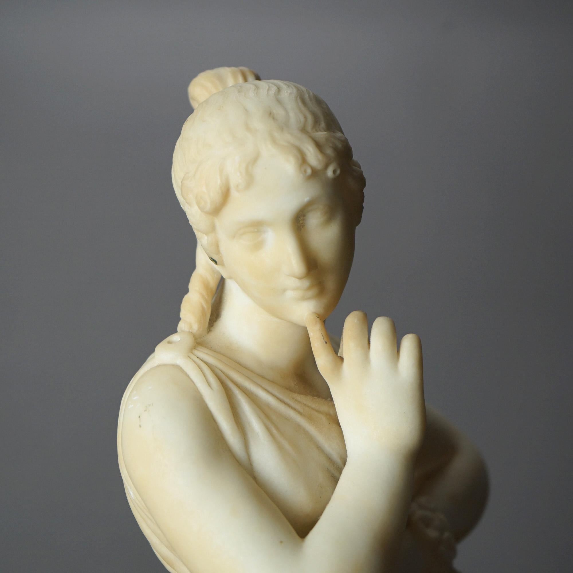  Antique Classical Alabaster Sculpture of a Woman by P. Bazzanti, Florence 19thC For Sale 14