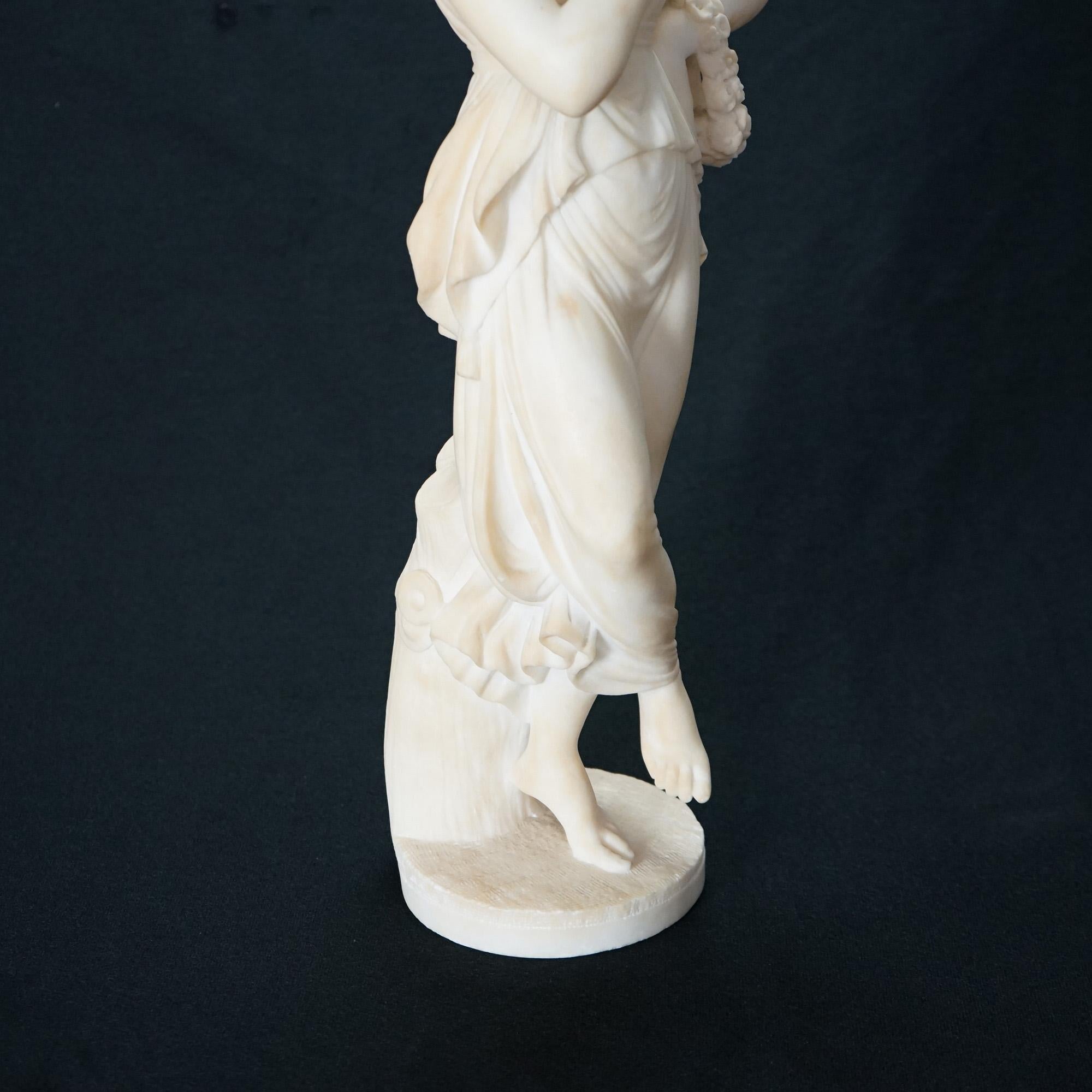 19th Century  Antique Classical Alabaster Sculpture of a Woman by P. Bazzanti, Florence 19thC For Sale
