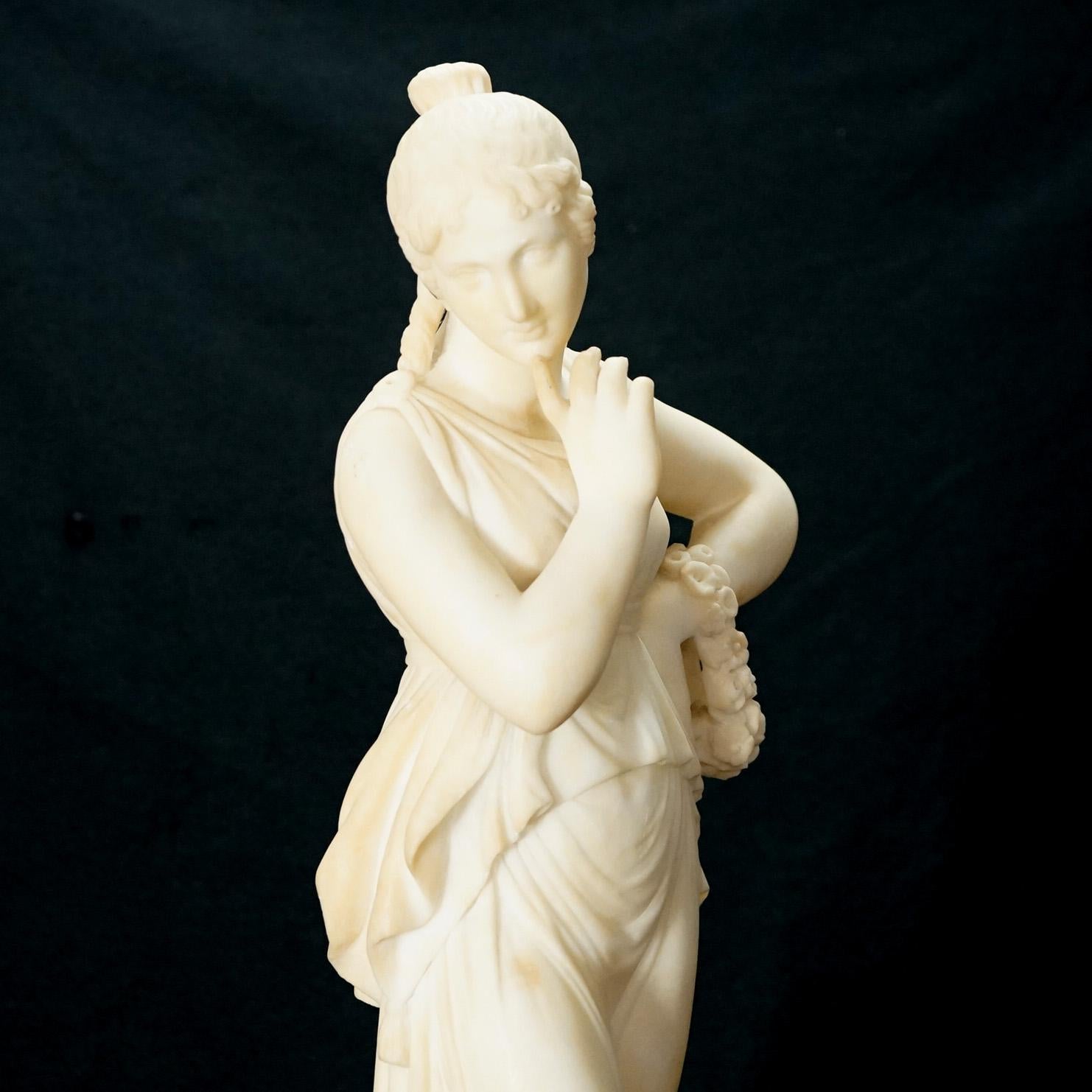  Sculpture classique ancienne en albâtre représentant une femme par P. Bazzanti, Florence, 19e siècle en vente 1