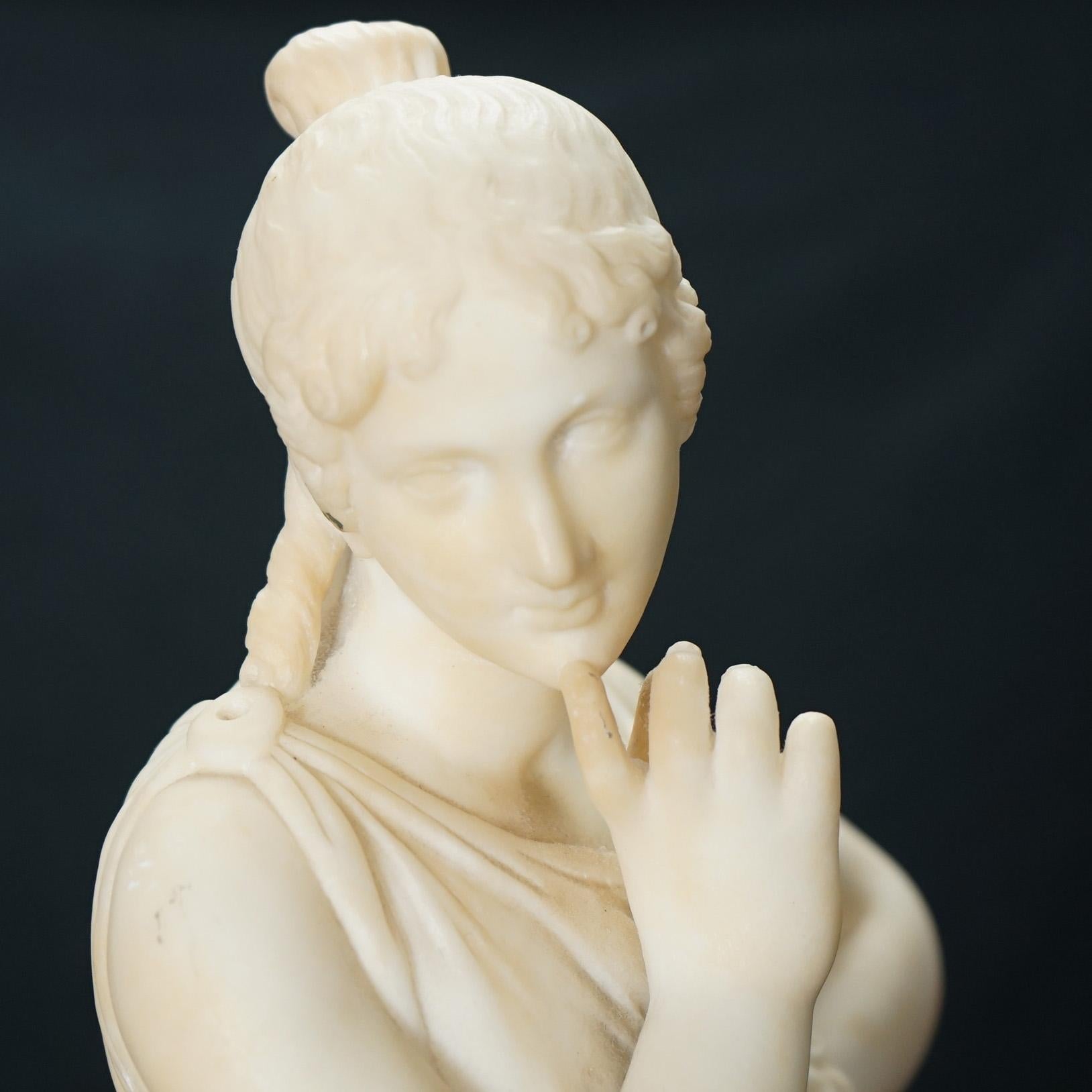  Antique Classical Alabaster Sculpture of a Woman by P. Bazzanti, Florence 19thC For Sale 3