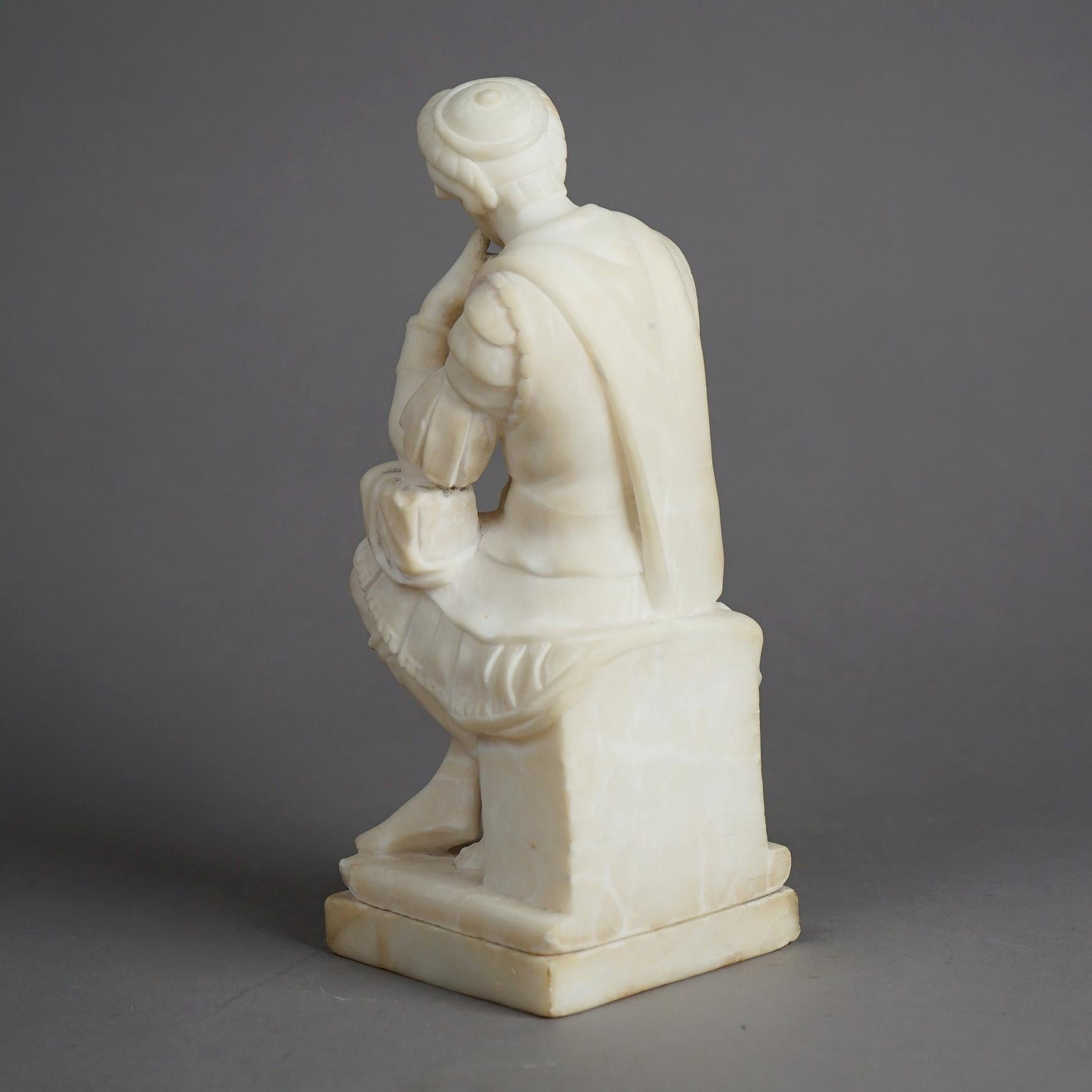 Antique Classical Alabaster after Michelangelo's Lorenzo de Medici C1890 5