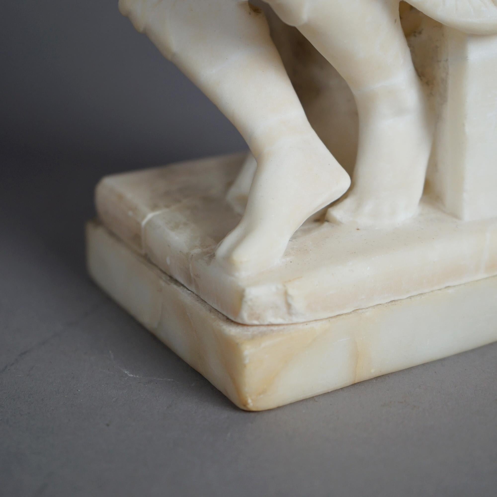 Antique Classical Alabaster after Michelangelo's Lorenzo de Medici C1890 7