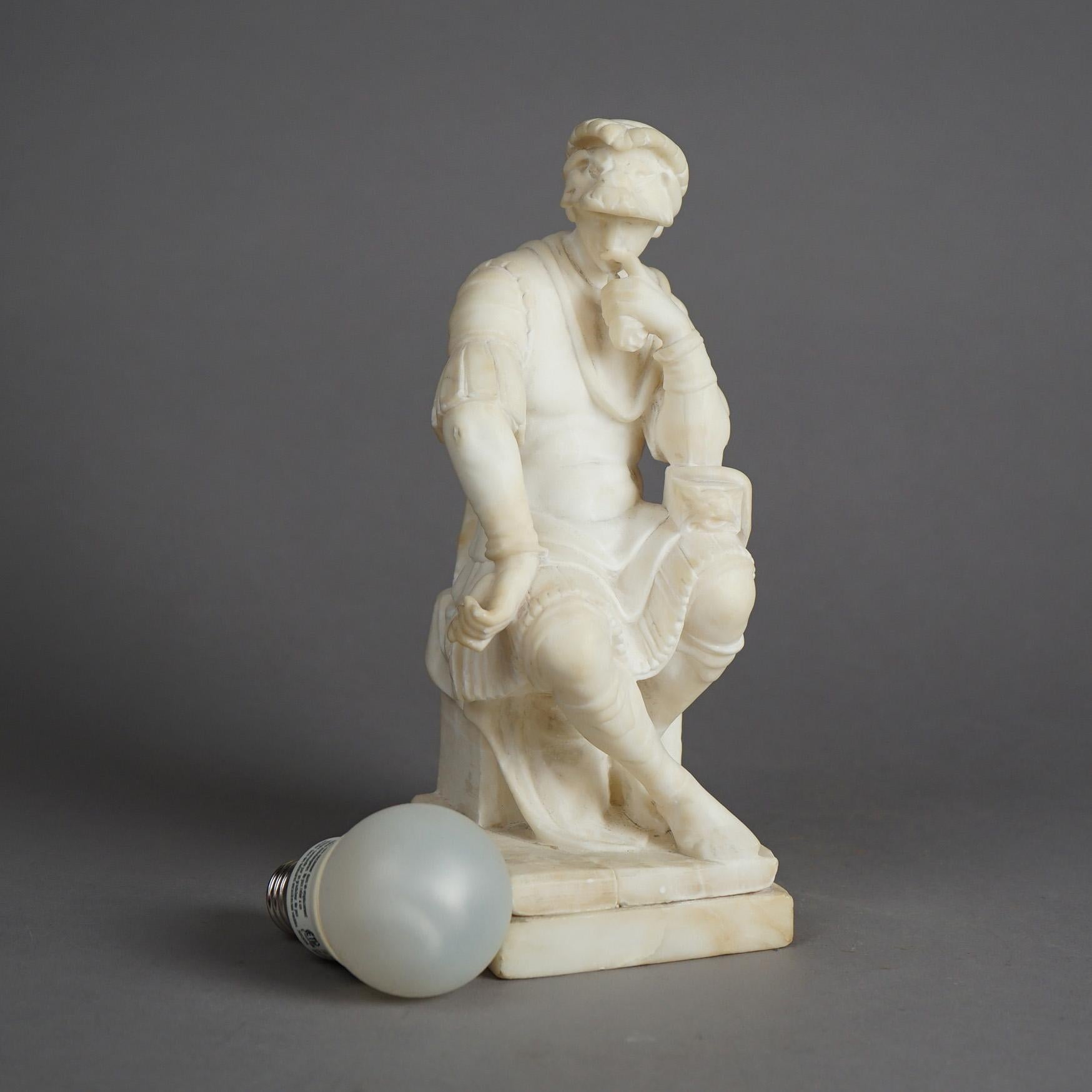 Antique Classical Alabaster after Michelangelo's Lorenzo de Medici C1890 1