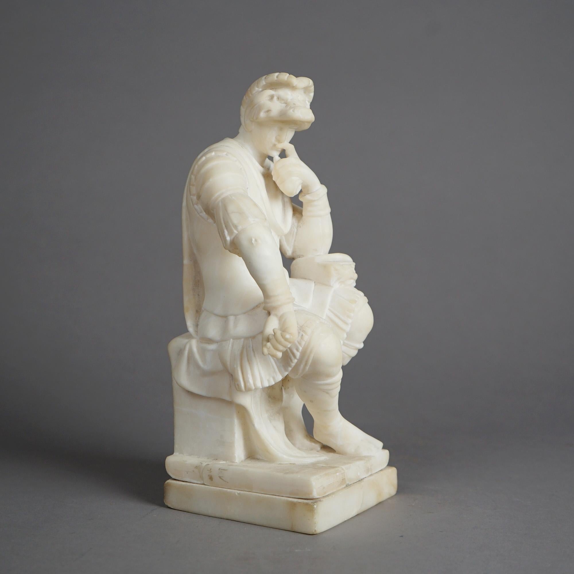 Antique Classical Alabaster after Michelangelo's Lorenzo de Medici C1890 3