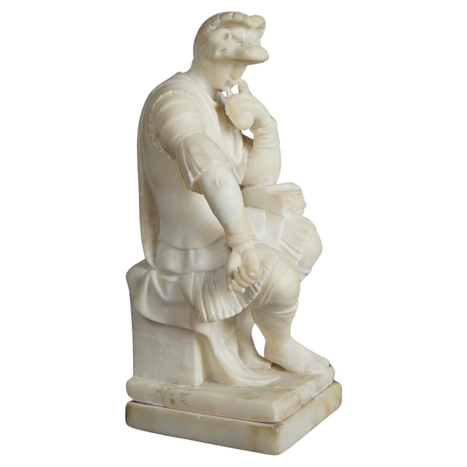 Antique Classical Alabaster after Michelangelo's Lorenzo de Medici C1890