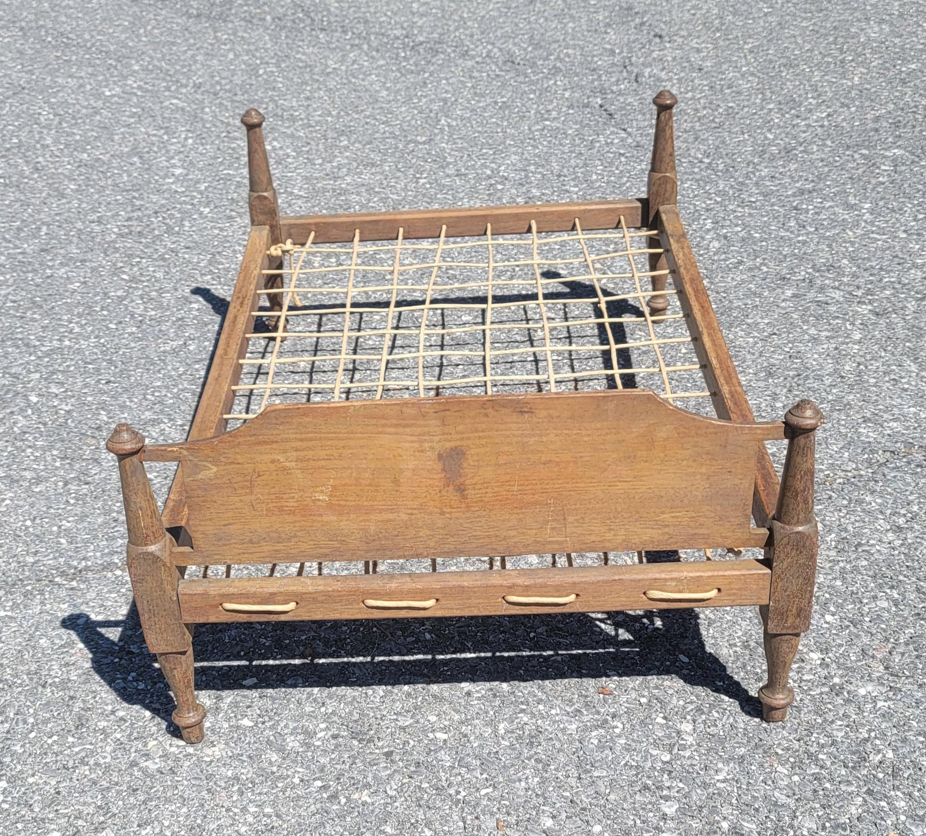 Victorian Antique Classical American Doll Rope Bedframe For Sale