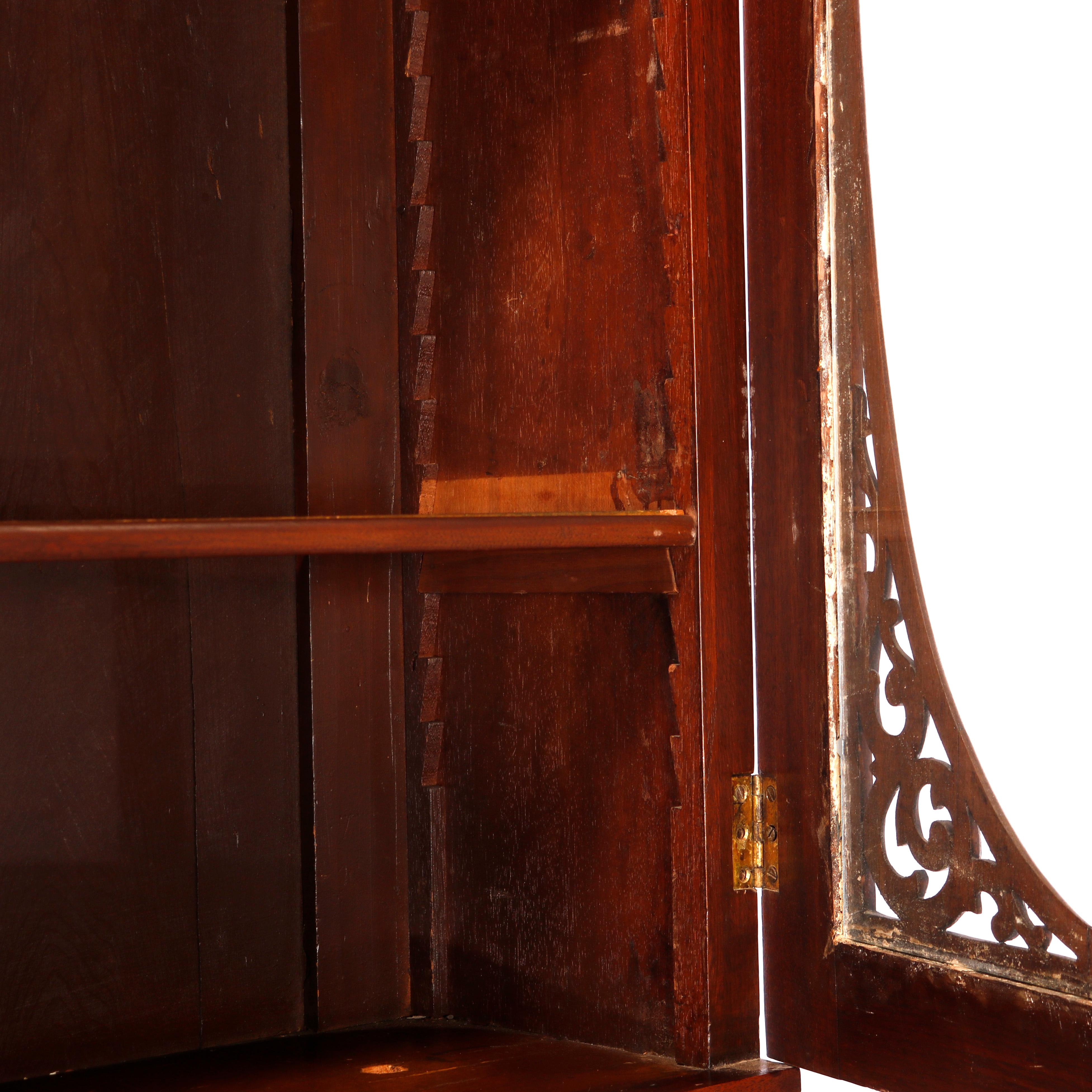 Antique Classical American Empire Carved Flame Mahogany Secretary Desk c1850 6