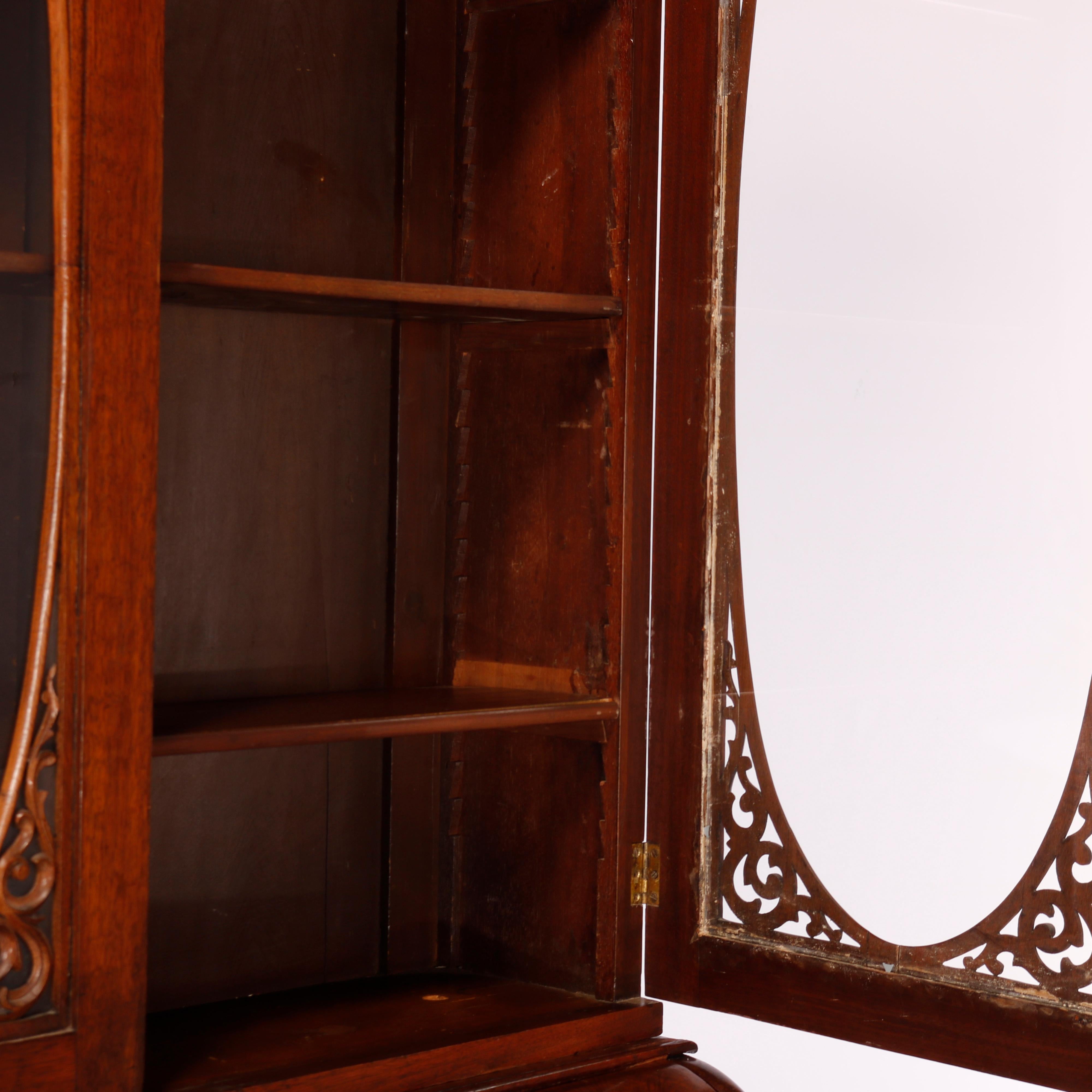 Antique Classical American Empire Carved Flame Mahogany Secretary Desk c1850 7