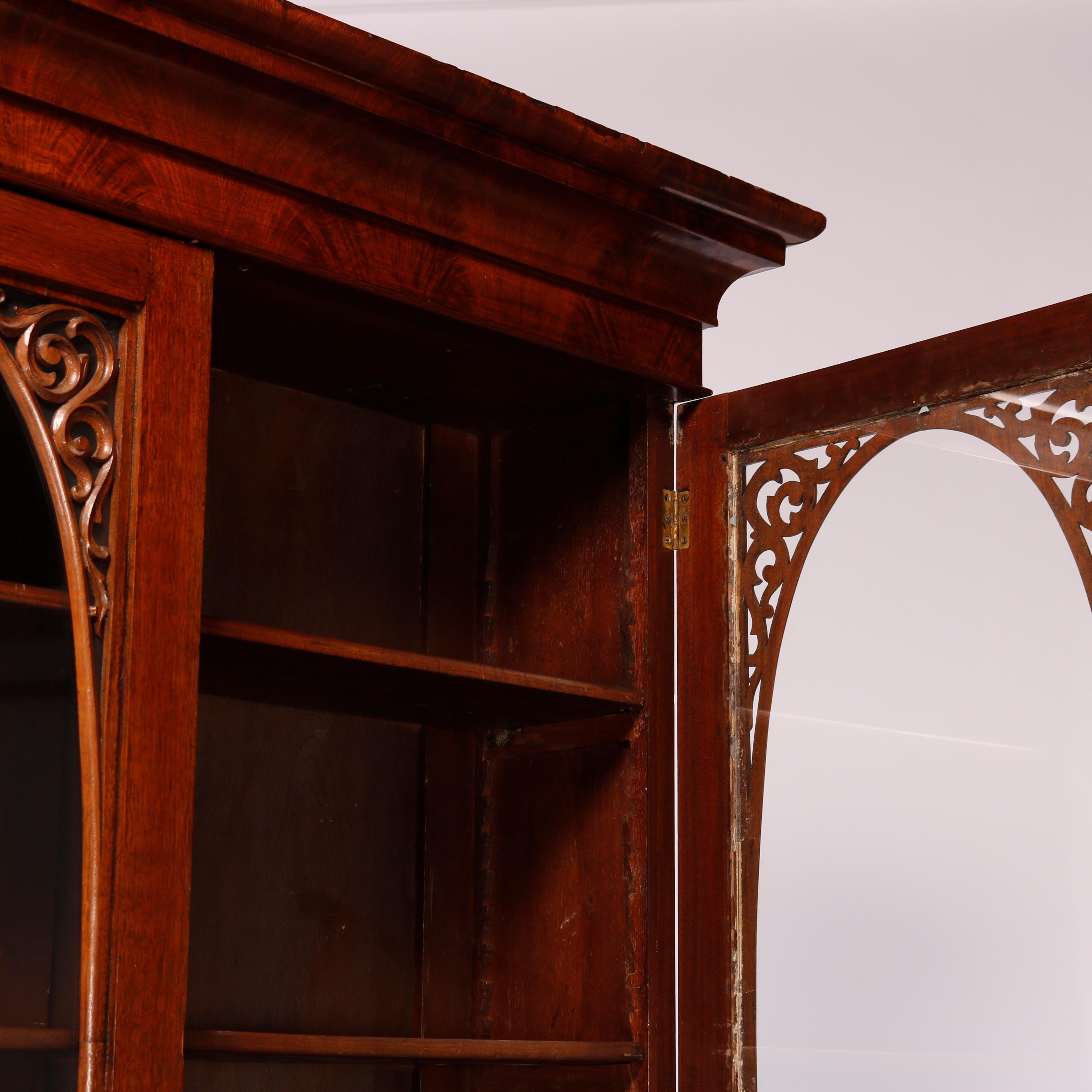 Antique Classical American Empire Carved Flame Mahogany Secretary Desk c1850 8