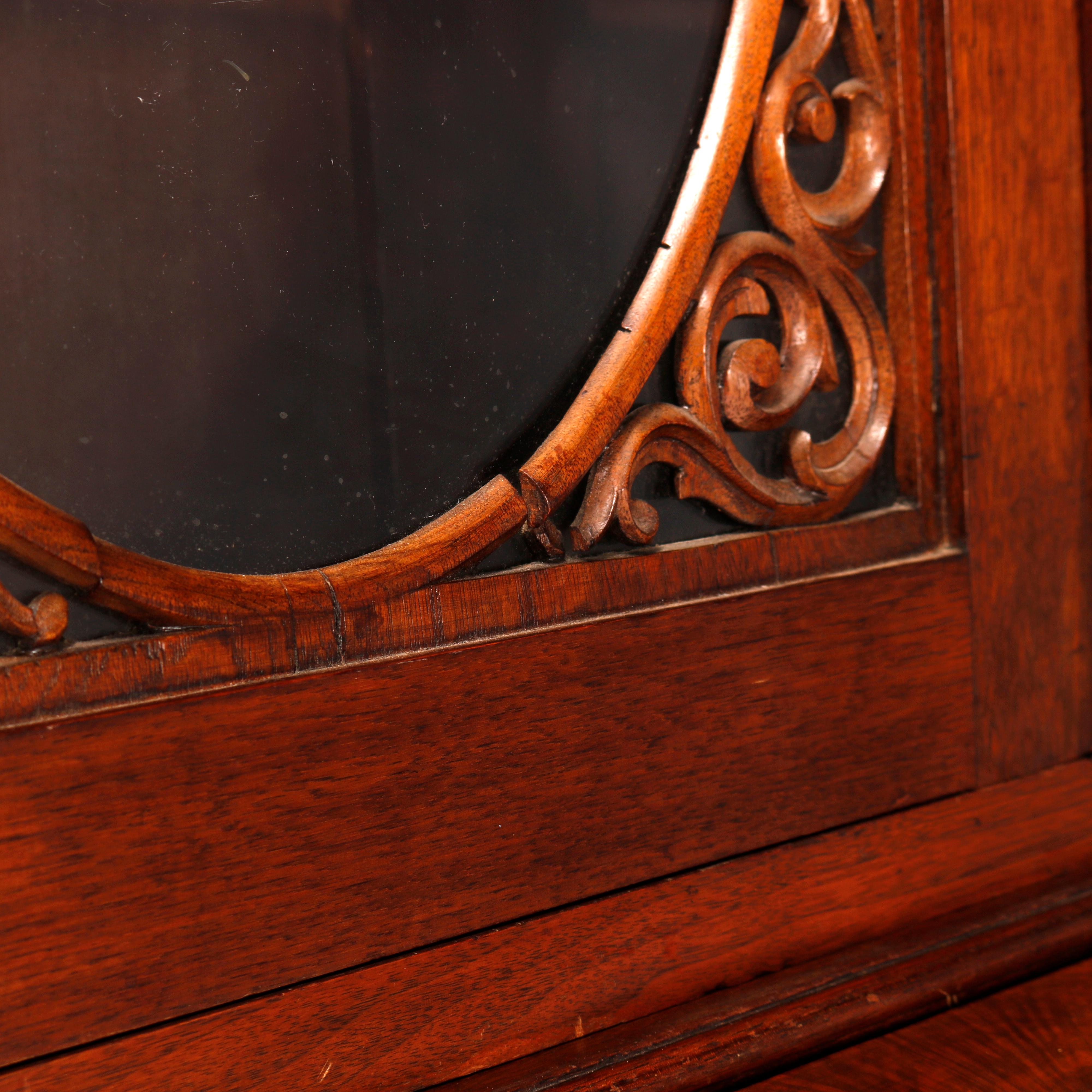 Antique Classical American Empire Carved Flame Mahogany Secretary Desk c1850 10