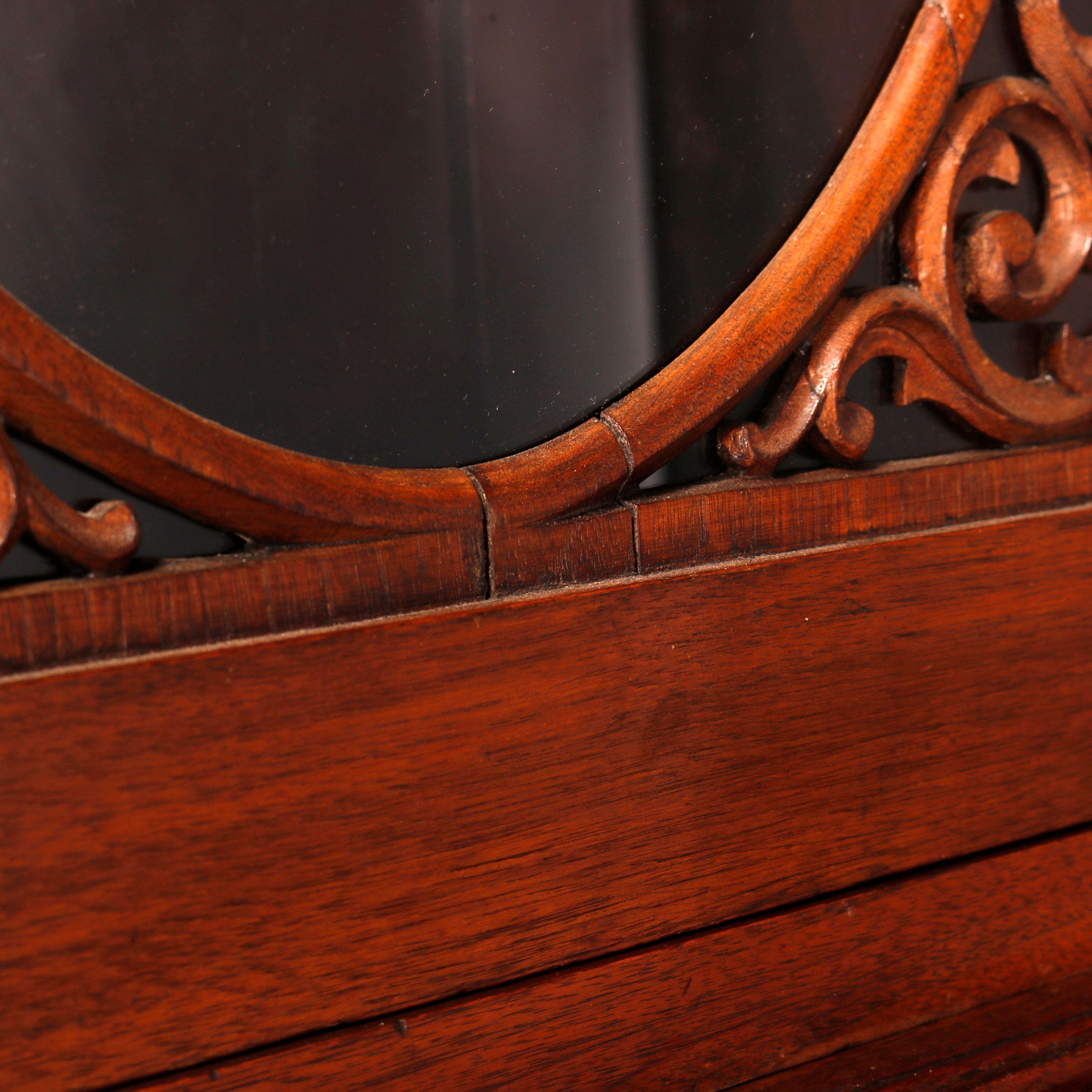 Antique Classical American Empire Carved Flame Mahogany Secretary Desk c1850 11