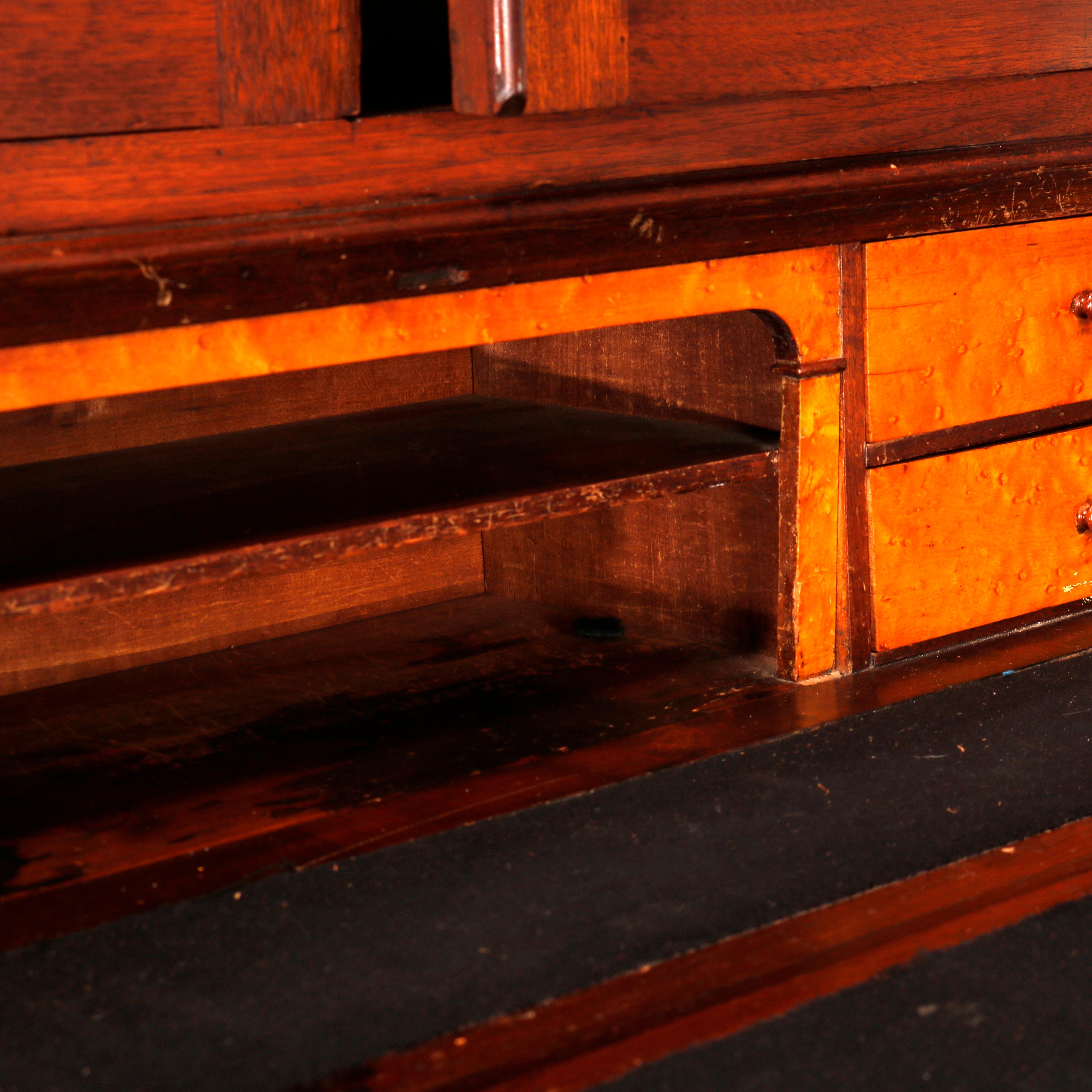 Antique Classical American Empire Carved Flame Mahogany Secretary Desk c1850 5