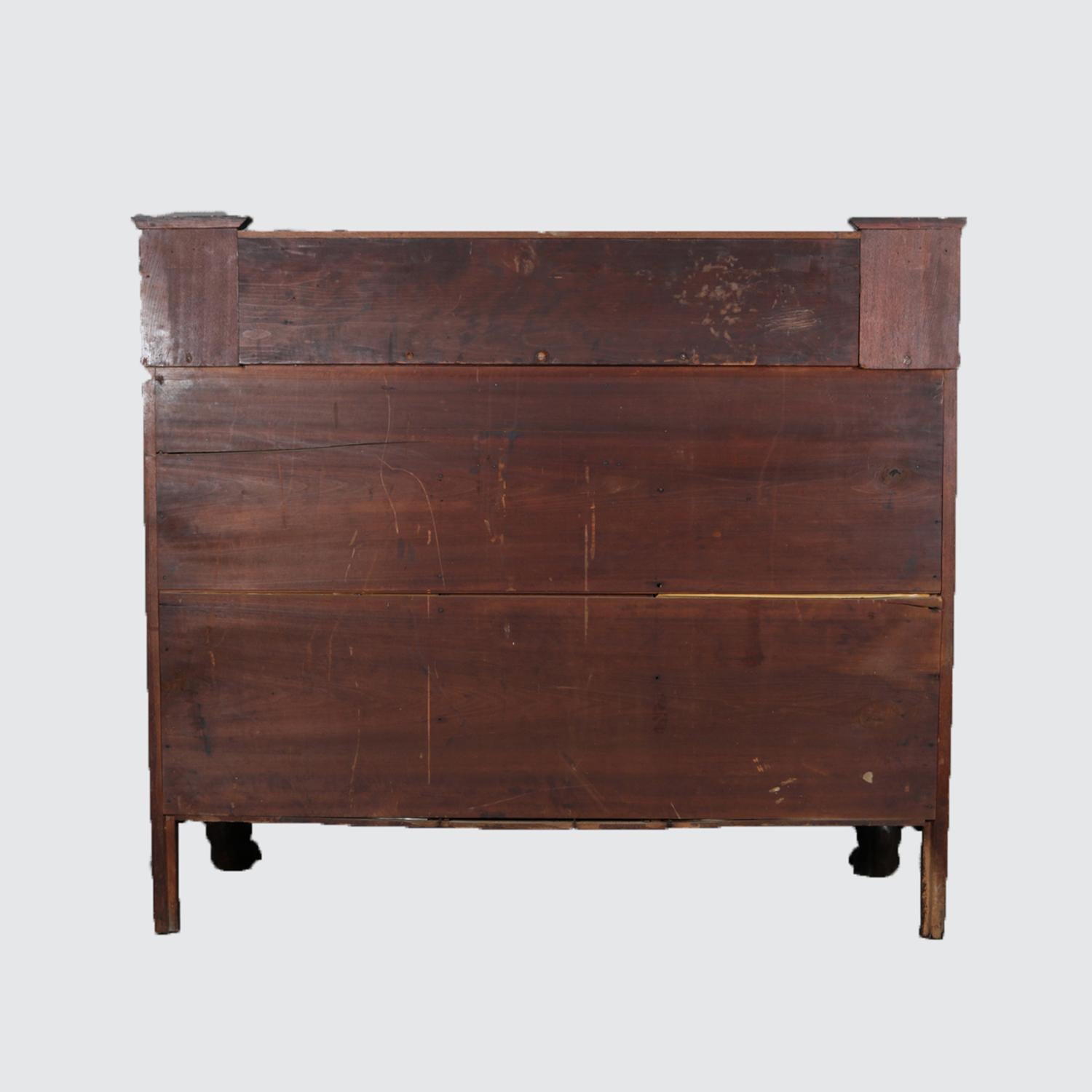 Antique Classical American Empire Carved Flame Mahogany Sideboard, circa 1830 In Good Condition In Big Flats, NY
