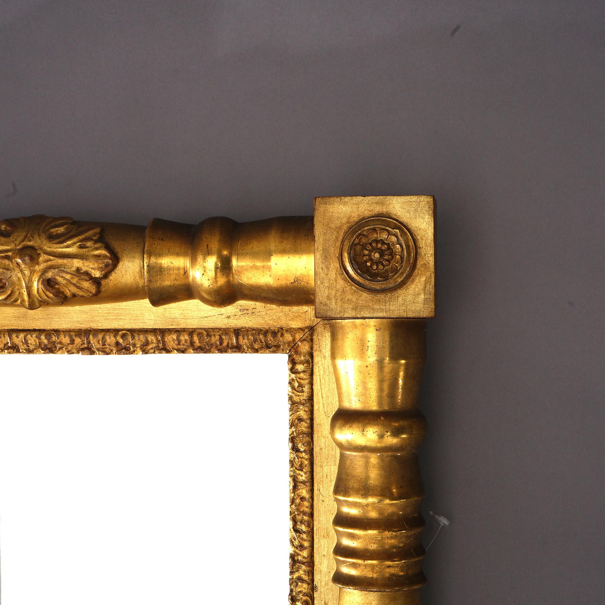 19th Century Antique Classical American Empire First Finish Giltwood Wall Mirror C1840 For Sale