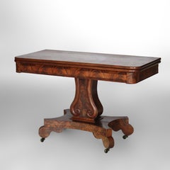 Antique Classical American Empire Flame Mahogany Card Table C1840