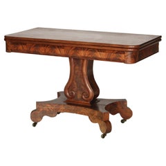 Antique Classical American Empire Flame Mahogany Card Table C1840