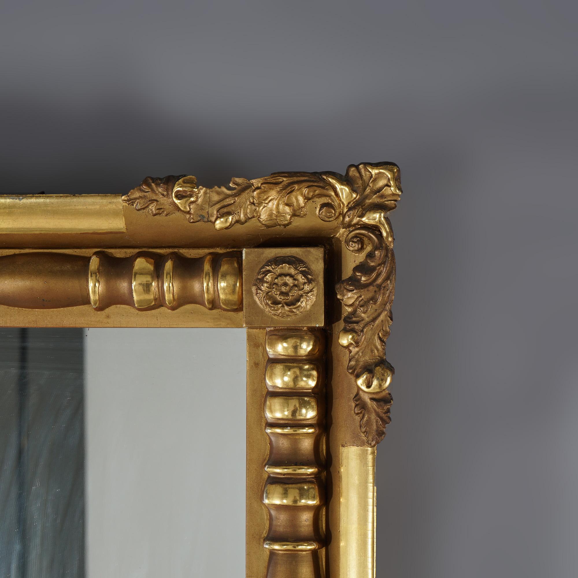 Antique Classical American Empire Giltwood Wall Mirror Circa 1850 In Good Condition For Sale In Big Flats, NY